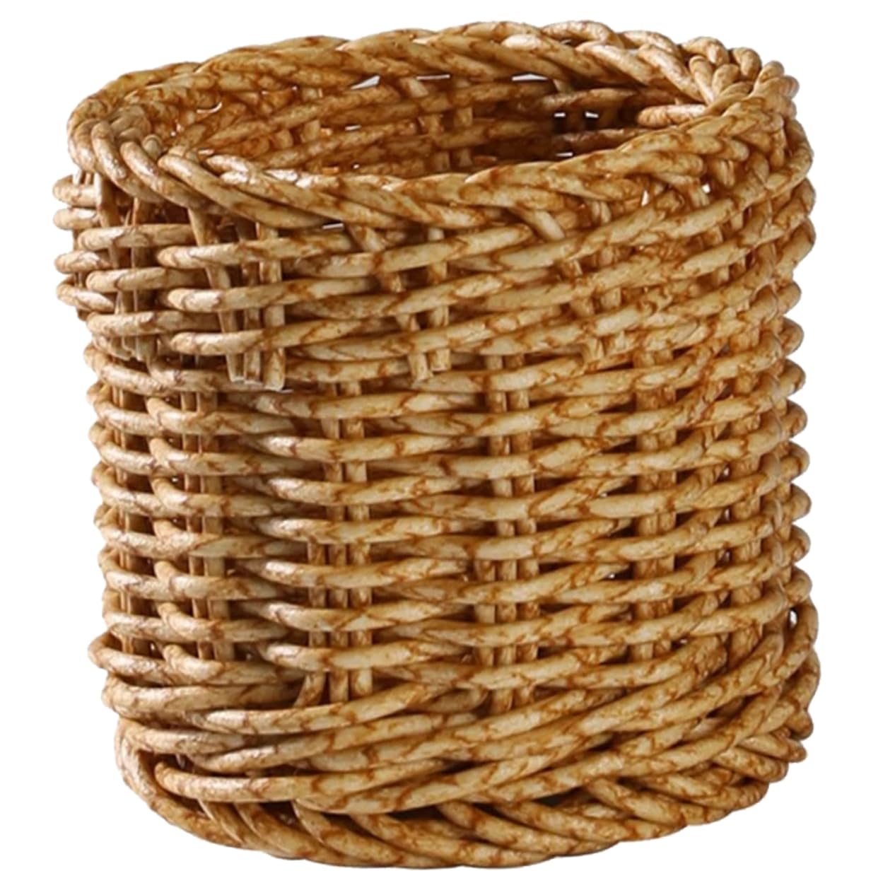 Boîte rangement pinceaux maquillage imitation rotin 10 cm pour un coin zen