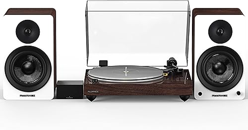 Fluance Reference RT85N HiFi Vinyl Turntable (Natural Walnut), PA10 Phono Preamp, Ai61 Powered 6.5" Bookshelf Speakers (White Walnut), Nagaoka