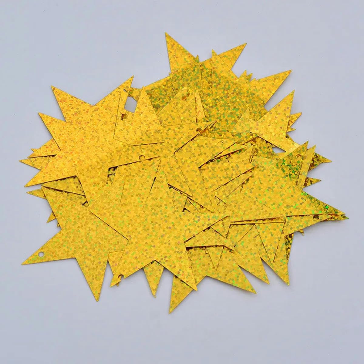Pailletten für Aufnähen, 60 mm, silber-goldfarben, große Sterne, flach for Nähen for Kleidung, Weihnachtsdekoration, Basteln, 100 g(Gold)