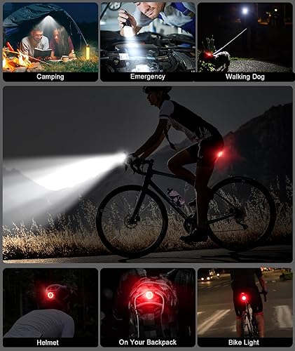 Miniatura 7 de Front Bike Light or Front Headlight & Back Taillight Set, 2000 Lumens Super Bright Road Mountain Ebike Lights, Rechargeable & 6400mAh Ultra-Long