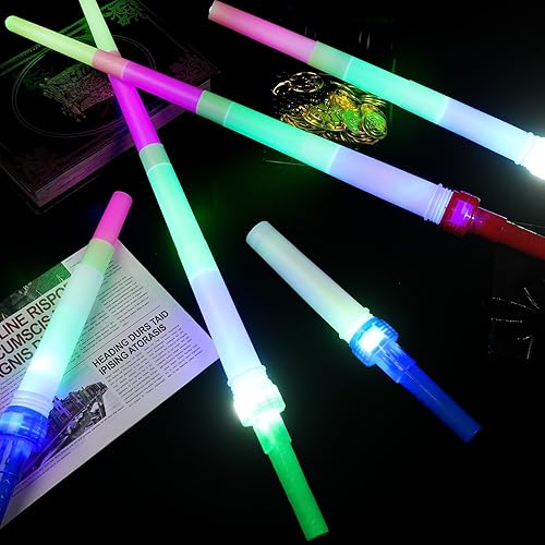 Miniatura 7 de Foilswirl 16 espadas iluminadas a granel, expandibles, con luz LED, espadas de juguete que brillan en la oscuridad, espadas blancas intermitentes