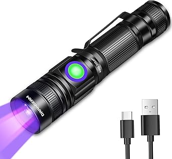 DARKBEAM UV Black Light Flashlight 395nm - Rechargeable USB Woods Lamp, Powerful Mini Ultraviolet LED Blacklight Flashlights - Resin Curing, Detector for Pet/Cat/Dog Urine, Stains, Scorpions