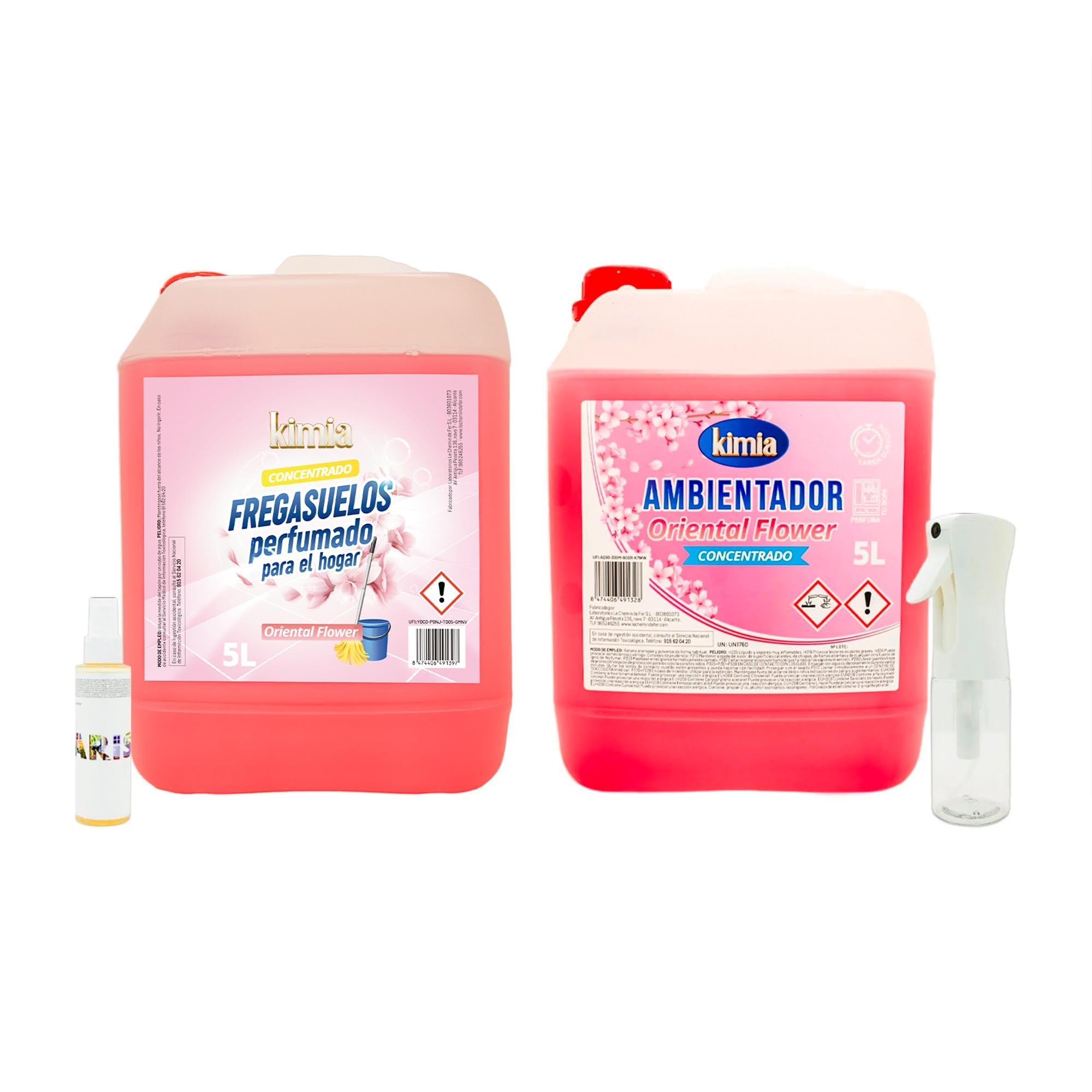KIMIA - Pack Sensorial Concentrado Oriental Flowers | Ambientador 5L+ Fregasuelos 5L | Fragancia Duradera Aroma Flores Orientales | Fórmula Concentrada | Limpiador de Suelo | Limpieza Profunda