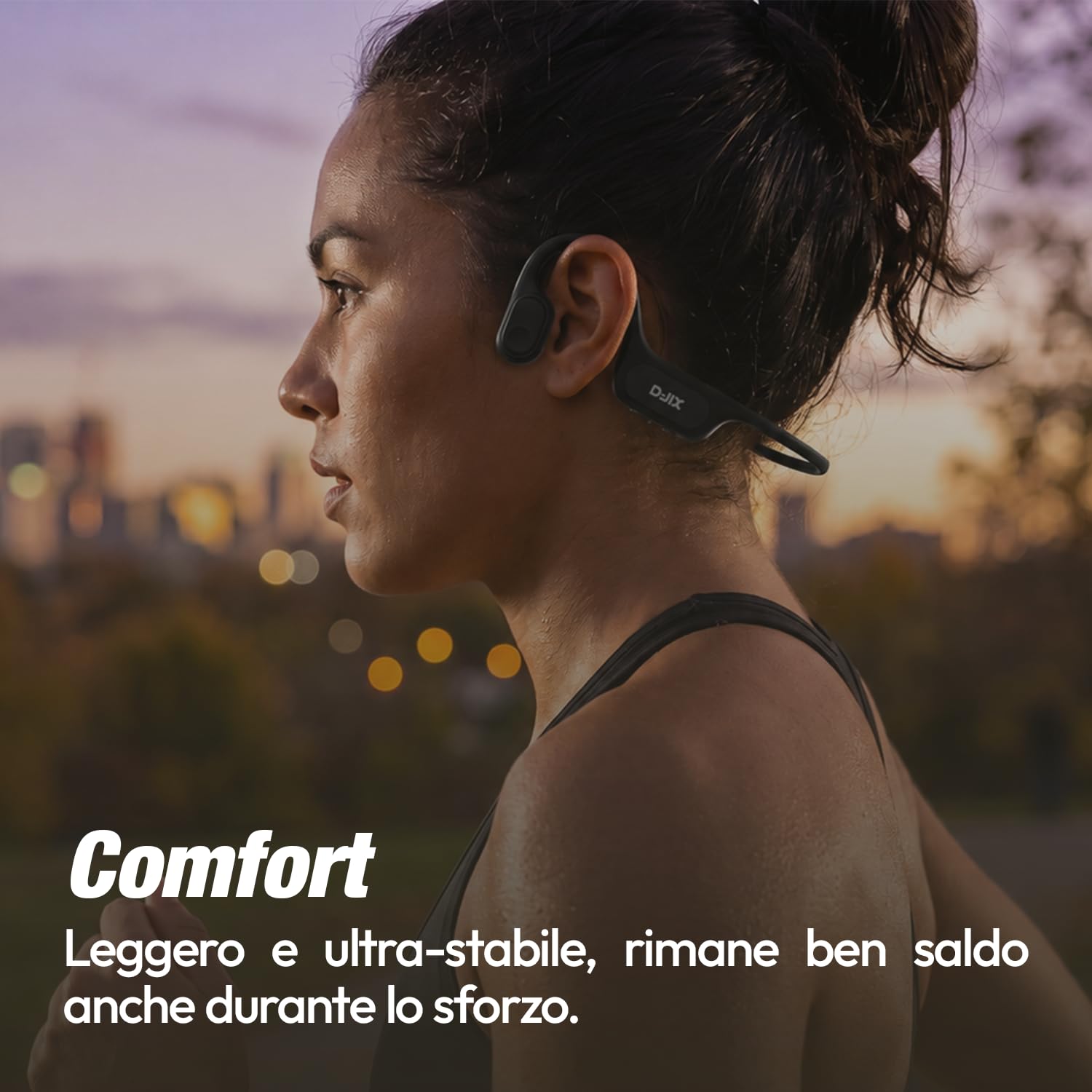 D-JIX Triton 600 - Auricolari Bluetooth 6.0 e MP3 32 GB | Impermeabile IP68 | Autonomia 15h | Ricarica Rapida | Microfono Integrato | Ideale Sport & Lavoro (Black)