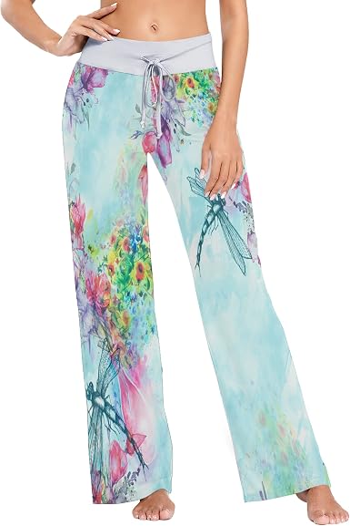 Amazon.com: Pantalones para mujer, suaves, cómodos, con cordón, pierna ancha,  para correr, yoga, para dormir, ropa de dormir : Ropa, Zapatos y Joyería