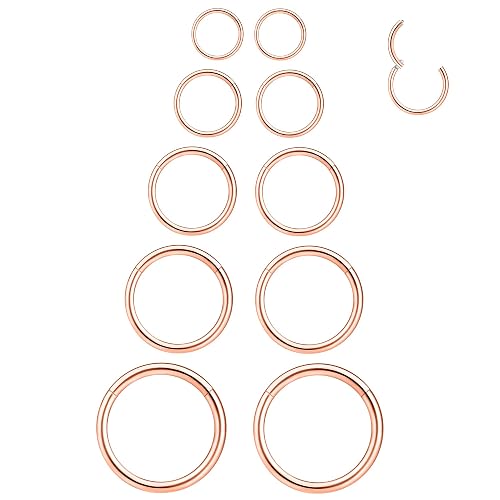 LEE&RO 16G Hinged Clicker Septum Rings, 6MM to 10MM