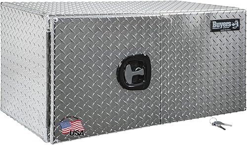 Miniatura 12 de Buyers Products 1705215 - Caja de herramientas para debajo del camión con puertas de granero, 18x18x60 pulgadas, aluminio con pisada de diamante,