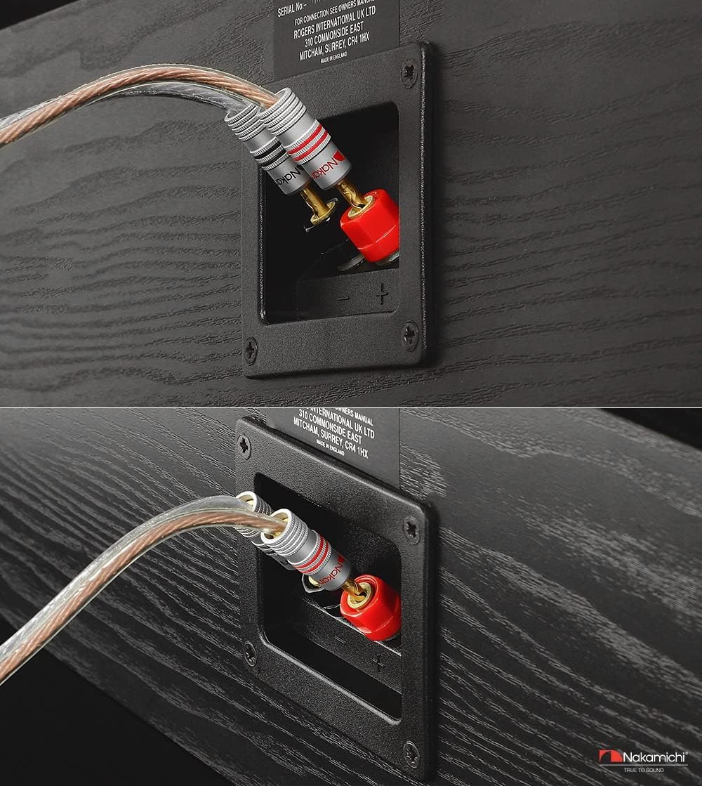 Nakamichi connettori a banana BFA 12-18 AWG 4 mm placcati in oro 24 K adattatore spina a banana per altoparlanti cablati, piastra a parete e amplificatore per altoparlanti HiFi 10 pezzi (5 paia)