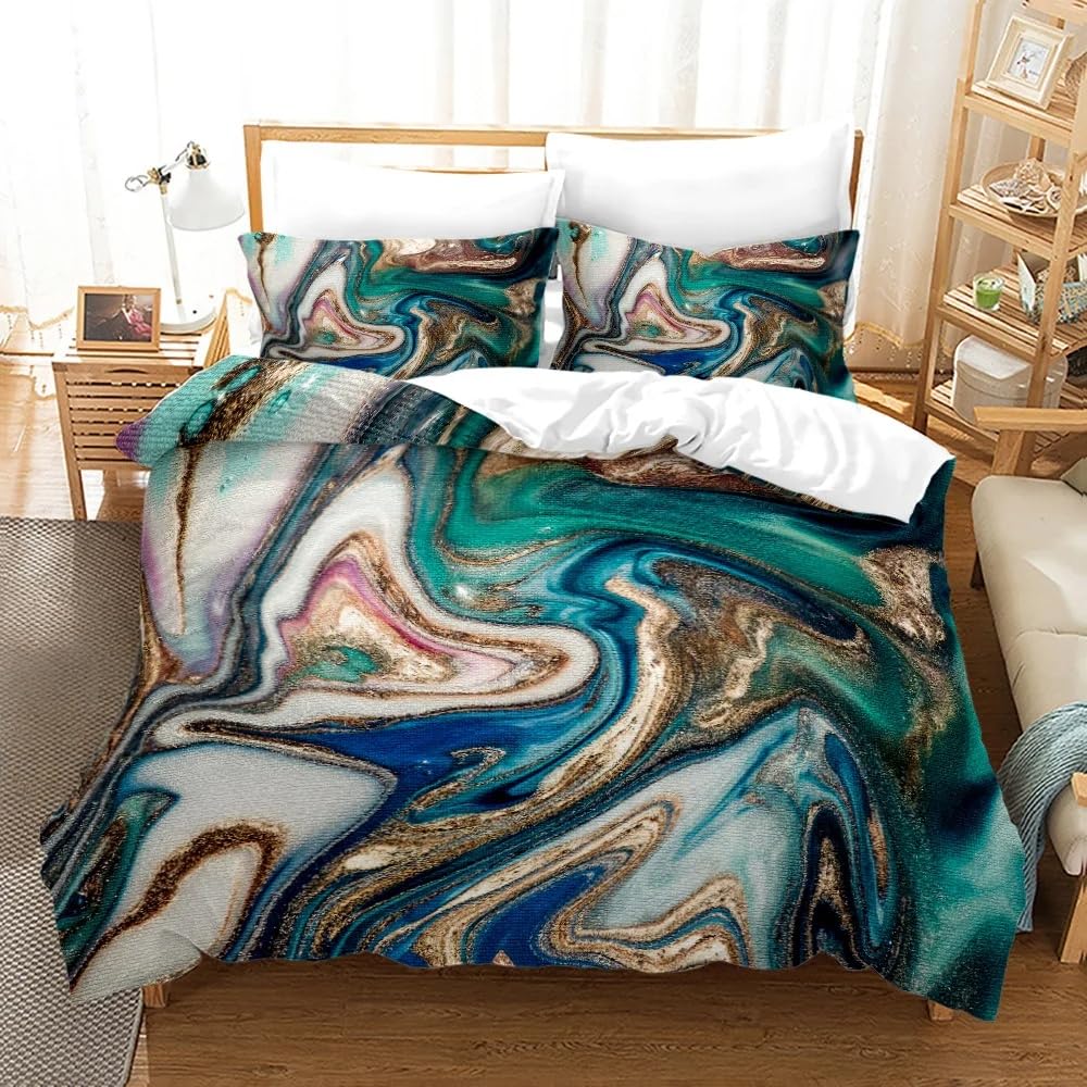 Housse de couette marbrée bleu pour une décoration de chambre zen