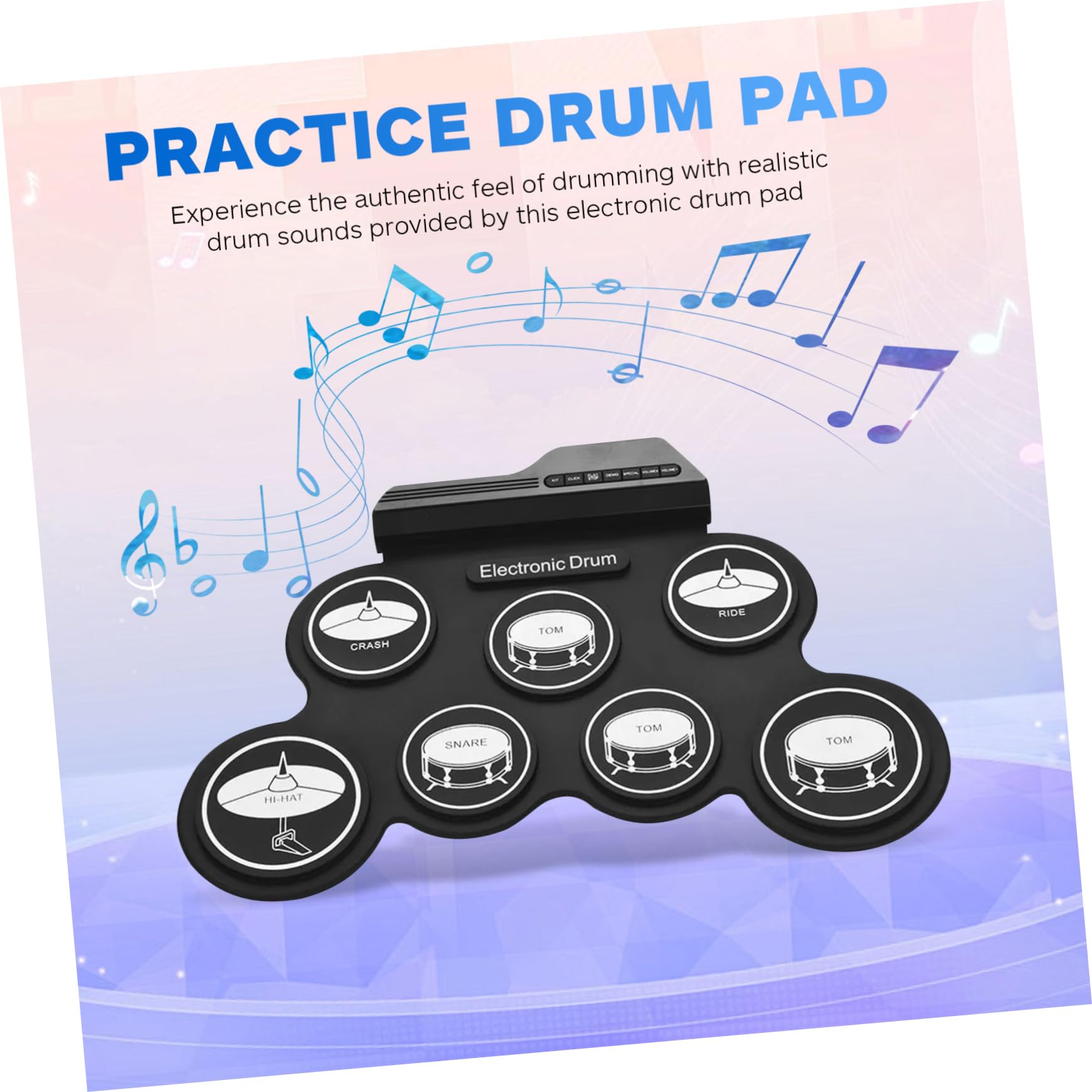 Batteria Elettronica Portatile Kit Digitale USB Pad in Silicone e Abs, Jack per Cuffie per Principianti la Pratica Musicale Ovunque