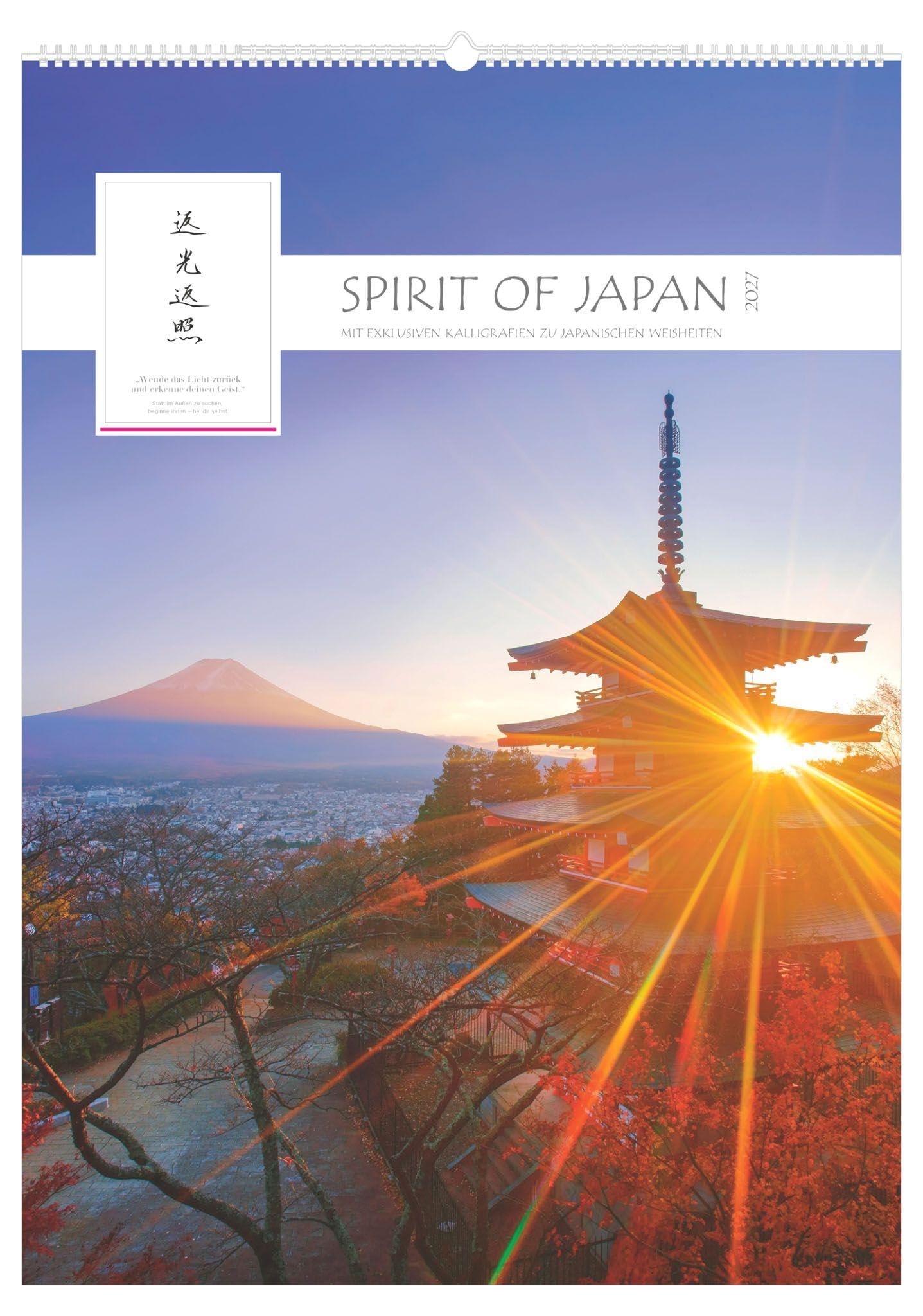 Spirit of Japan 2027: Wandkalender 50x70 cm mit japanischen Kalligraphien, sprachneutralem Kalendarium und Spiralbindung