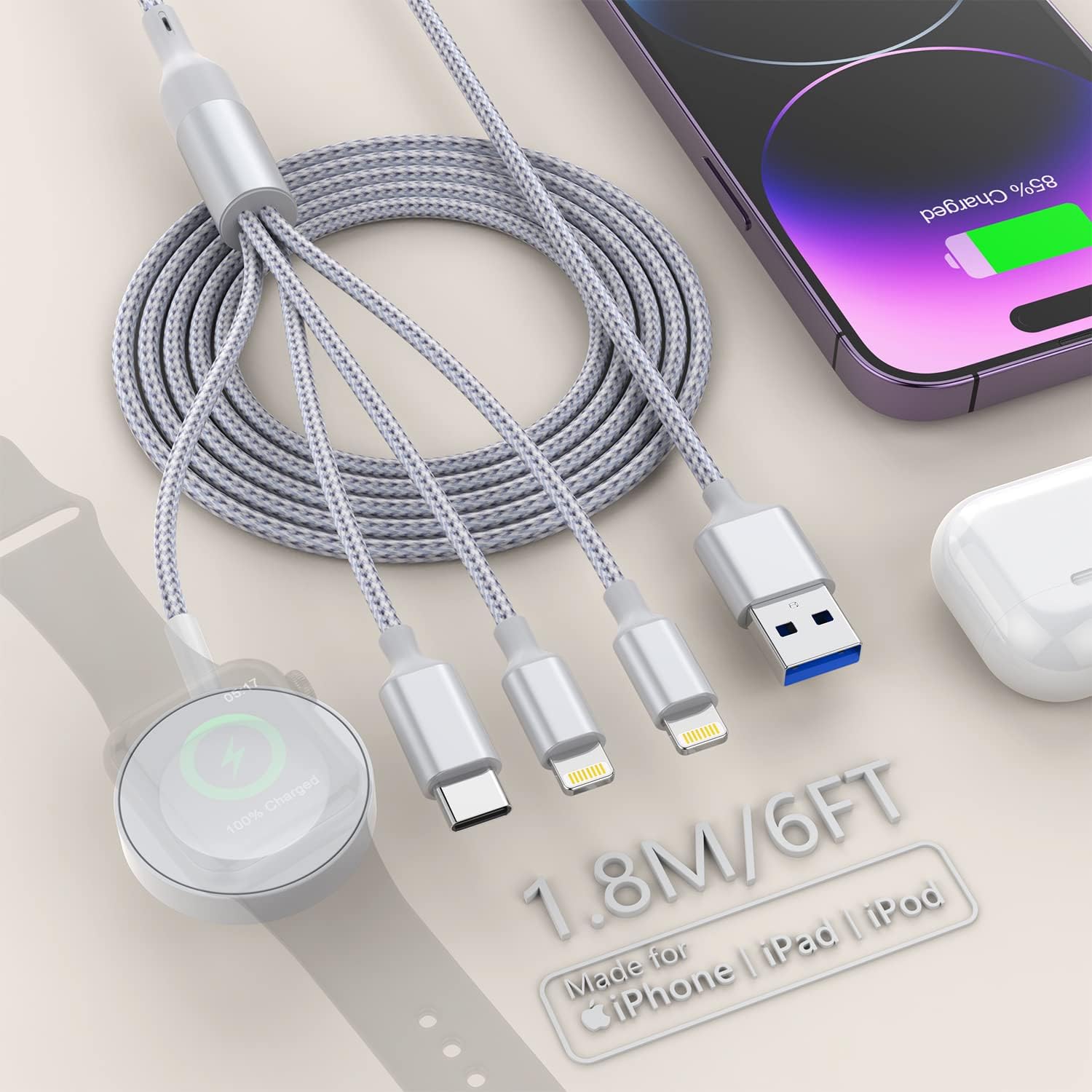 Cargador Telefonos Compatibles Con Apple Watch Cable De Carga