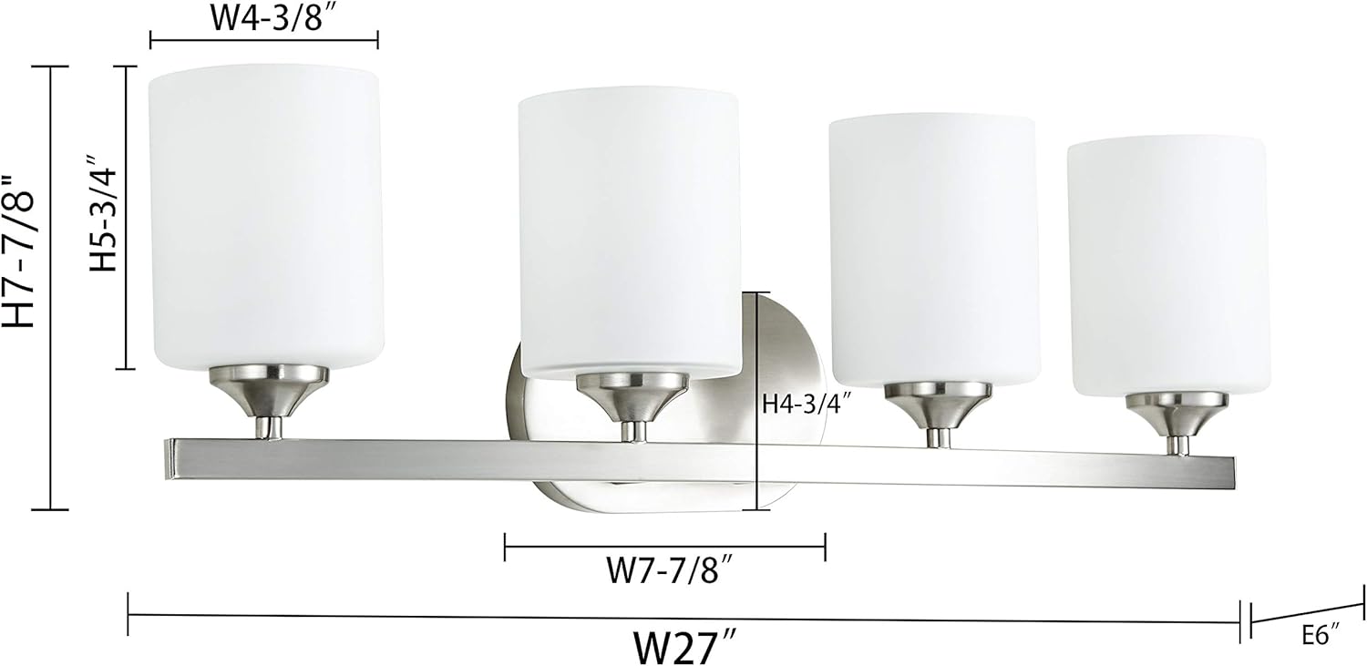Super Sale 🛒 Kingbrite 4 Bulb E26 Vanity Light Fixture Bathroom Lighting, Brushed Nickel,UL Listed