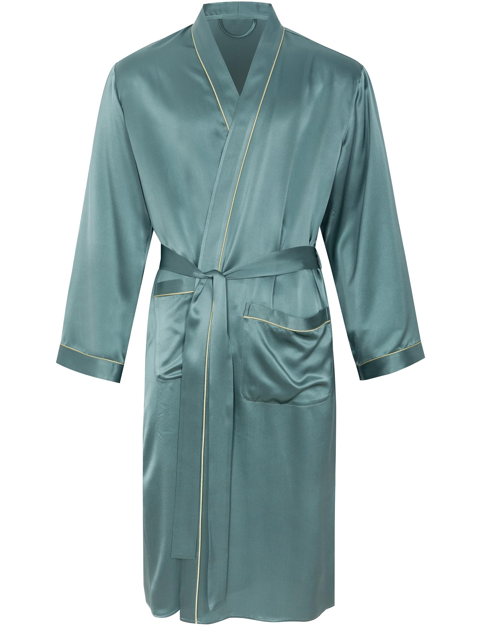 COLD POSH 19MM Mulberry Silk Robe Men Lightweight Kimono Long Bathrobe for Mens Summer Pajamas Set