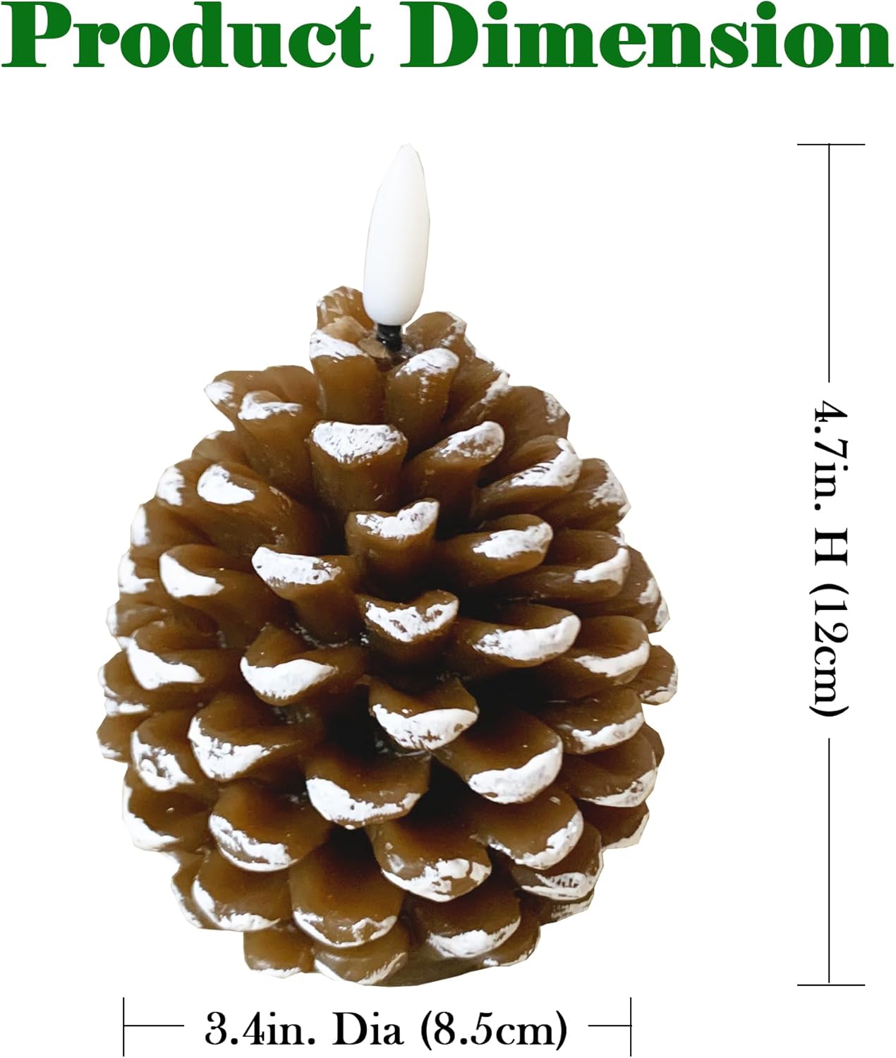 Set of 2Pcs Pinecone Flameless Candles Brown White Christmas Gift Home Decoration Candle Light
