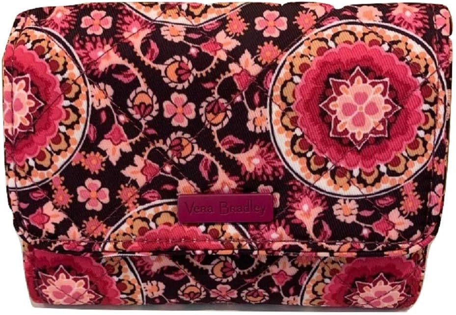 Vera Bradley Iconic RFID Riley Compact Wallet in Raspberry Medallion Performance Twill