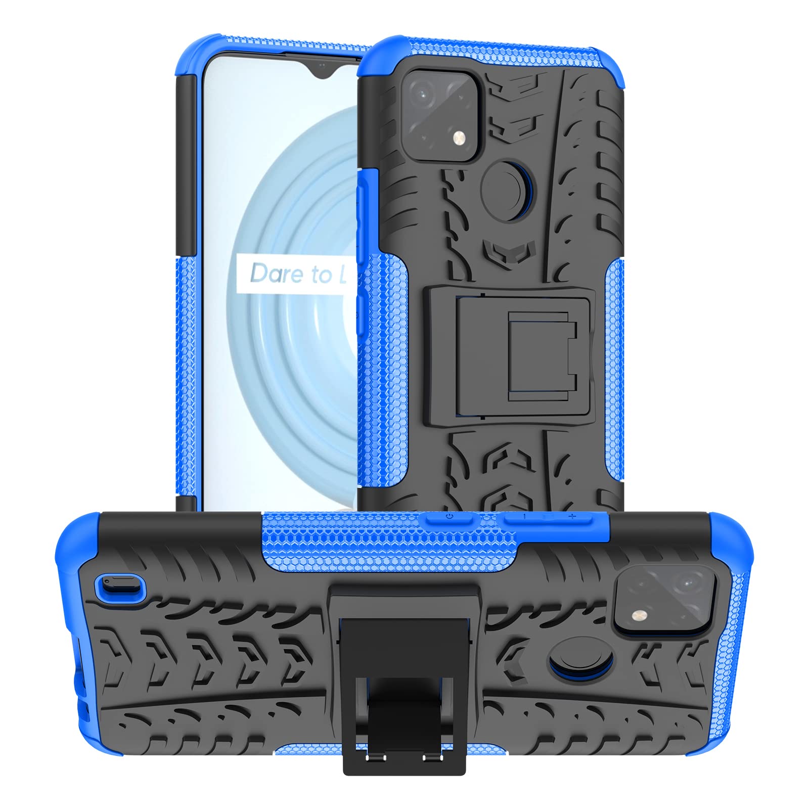 BaiBaiDY Case for Realme C21Y Phone case, Shock absorption, bracket, drop resistance, TPU + PC double-layer design, suitable for Realme C21Y.（Blue）