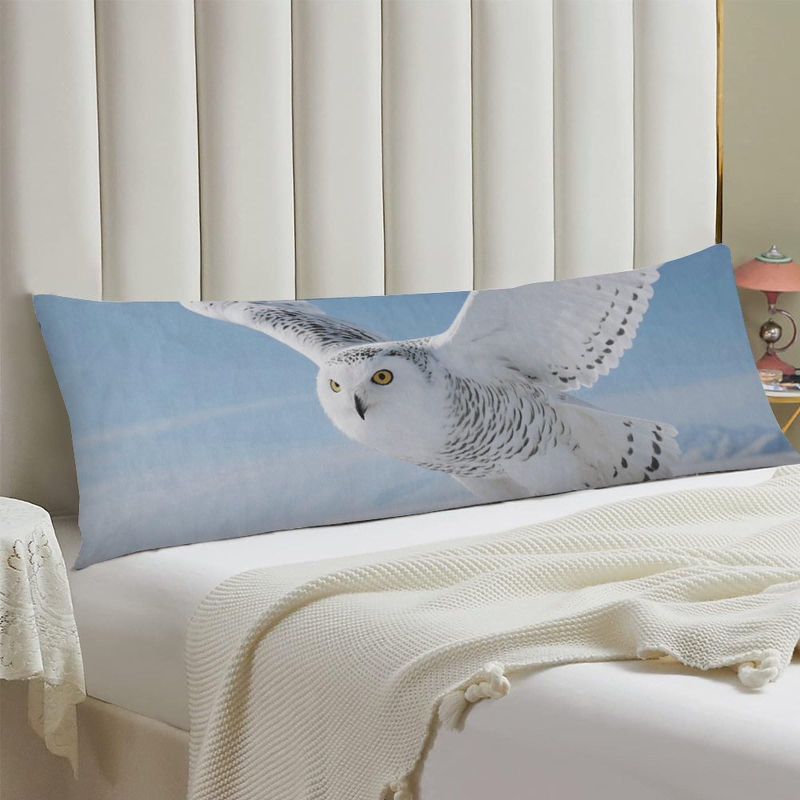 Body Pillow Cover 20x54 Long Pillow Case with Invisible Zipper Breathable Microfiber White Snowy Owl Pillowcase Soft Cozy Protector for Bedroom Couch Sofa Bed Home Decor All Seasons