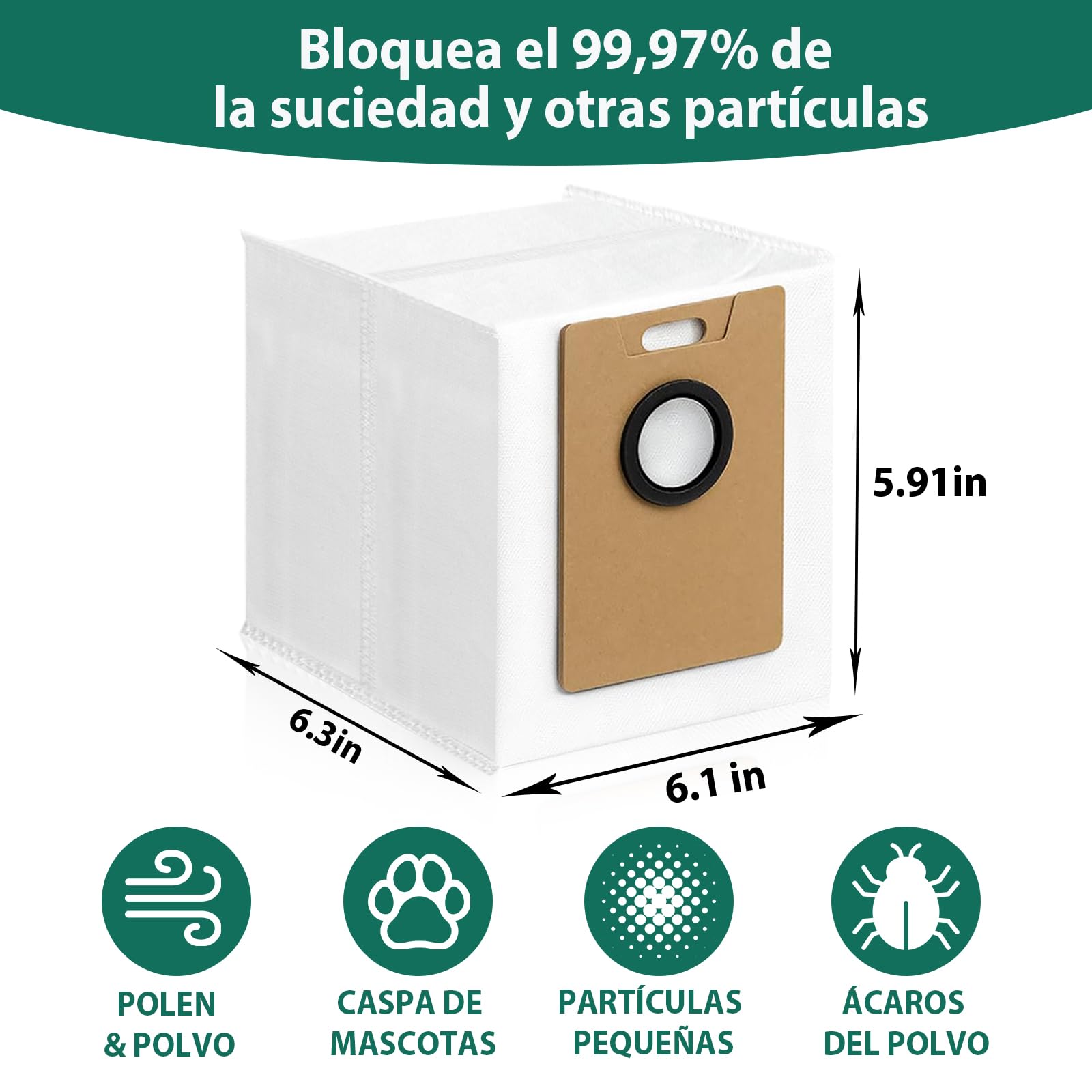 KGC 12 Piezas Bolsas Aspiradora RVA202 para Tapo RV30 Max Plus, Bolsas Aspiradora Compatible con Tapo RV20 Max Plus, Bolsas de 3L de Alta Capacidad para Bolsa para Polvo de Aspiradora