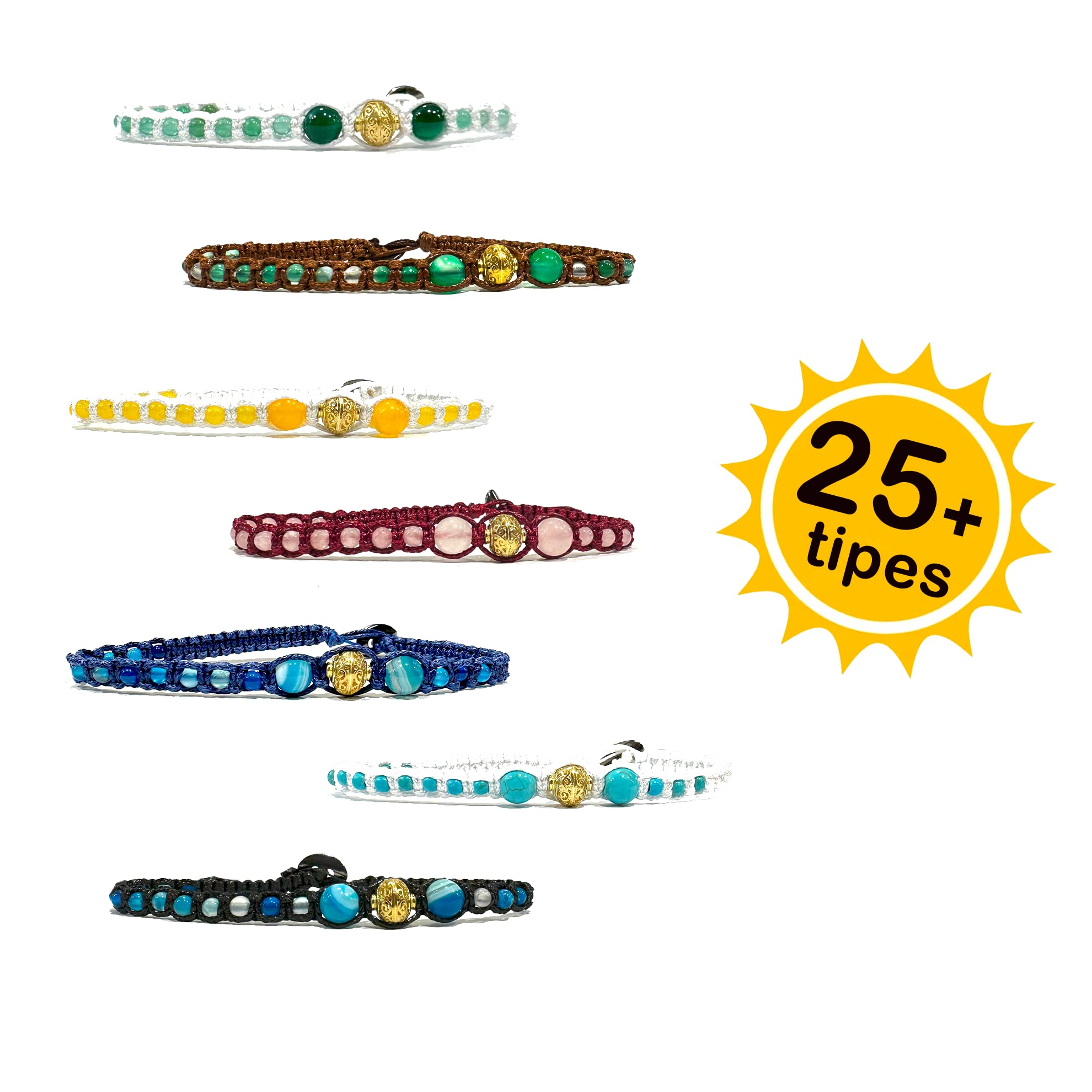 Cavigliera Portafortuna Donna | Cavigliera Estiva Tibetana Shamballa, Realizzata in Pietre Naturali per l'Estate, Comoda Pratica e Resistente, Cavigliere Regolabili Donna