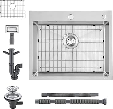 Handmade Kitchen Sink 60x50cm with Protective Bottom Grid