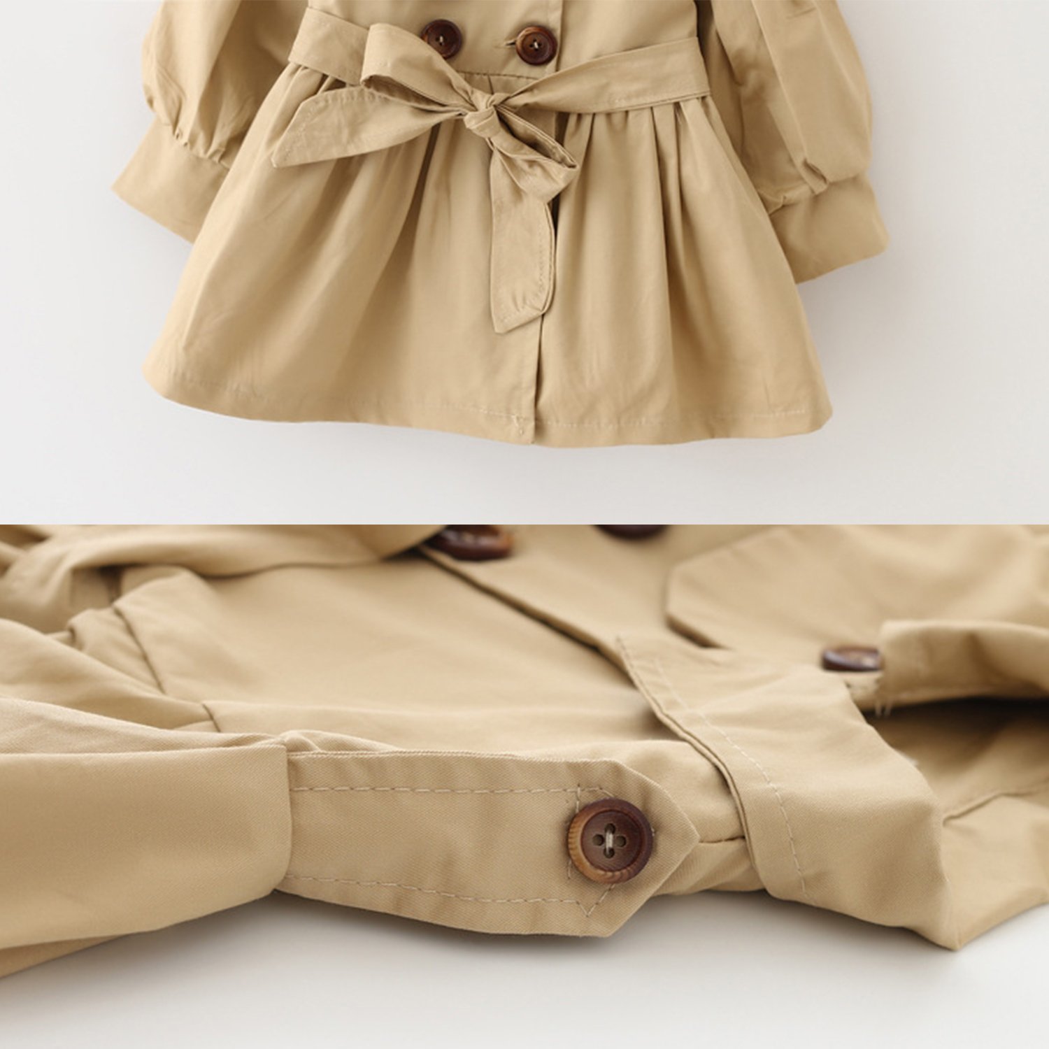 Trench da bambina, con fiocco, giacca antivento con cintura, per autunno e primavera