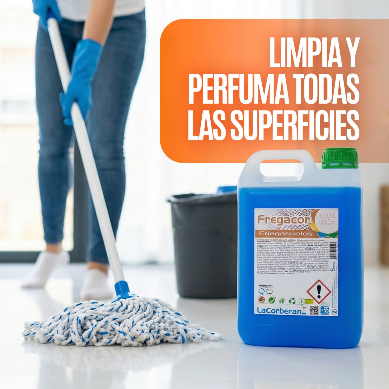 Fregasuelos Profesional | Productos de Limpieza 5L | Pack de 6 | Limpiasuelos Industrial Perfumado · Alto Poder Detergente · Brillo Natural · Ideal Hostelería y Comercios
