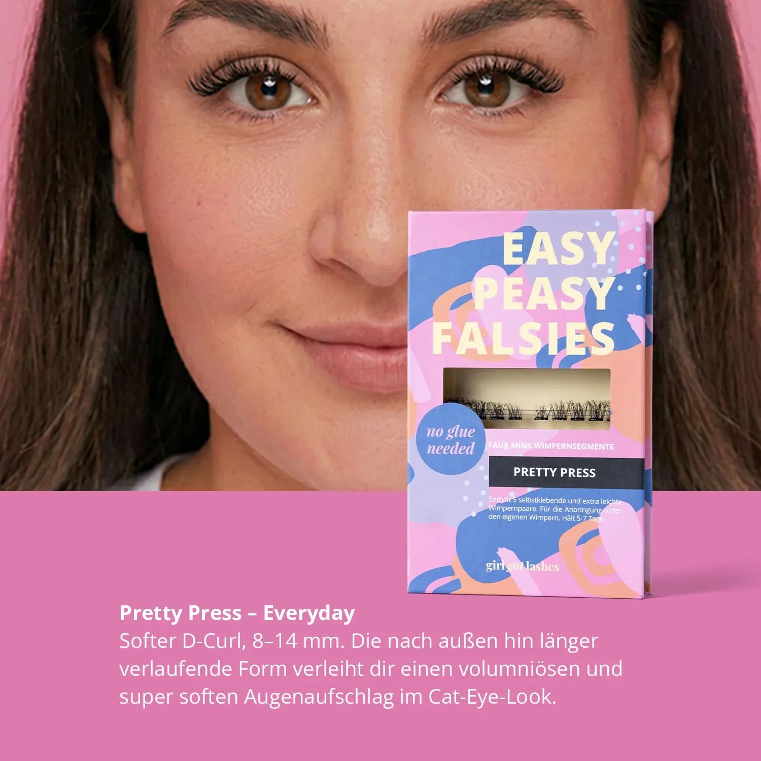 GirlGotLashes Pretty Press Pre-Glued Selbstklebende Wimpern Cat Eye 8-14mm