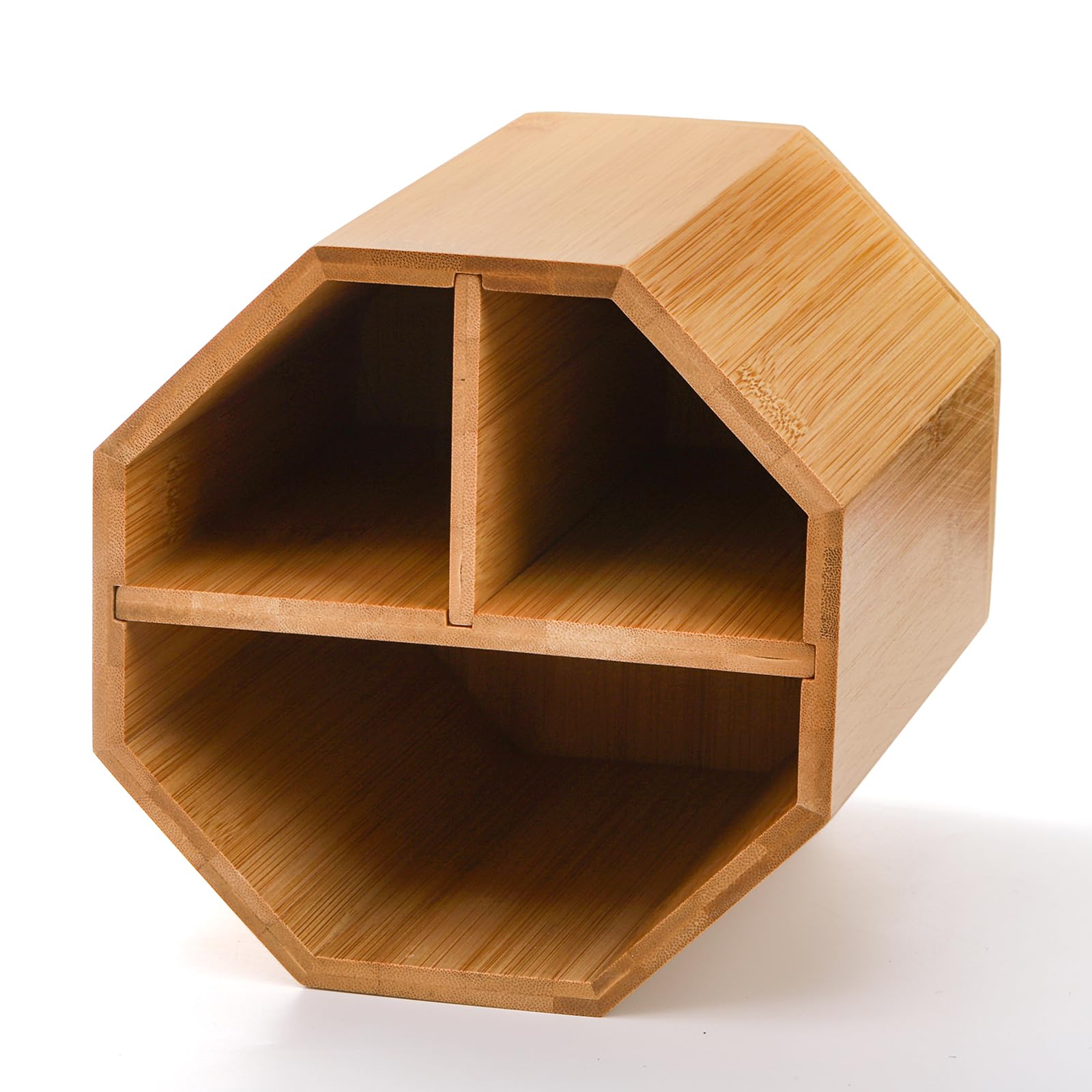 Küchenutensilienhalter aus Holz, 360° drehbar, für Arbeitsplatte, extra groß, 18,3 cm, 3 Fächer mit abnehmbarem Boden, für Bauernhaus-Küchendekoration, 2 Stück