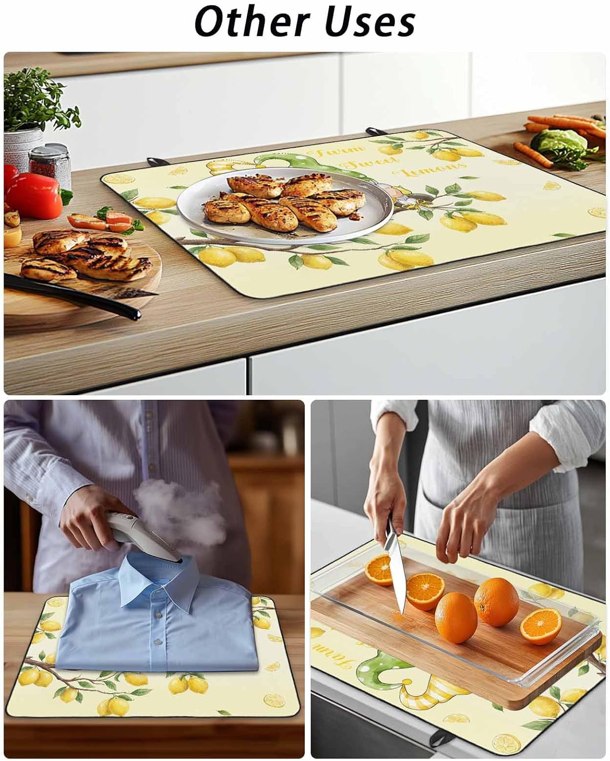 Stove Top Cover Yellow Lemon Gnomes Stove Cover for Electric Stove Top Summer Fruit Branches Glass Cooktop Covers Anti-Slip Mat Heat R esistant Countertop Protector Kitchen Decor 28.5"x20.5"