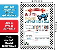 Vista 2 de Invitaciones de fiesta de cumpleaños Monster Truck - Juego de 15 con sobres