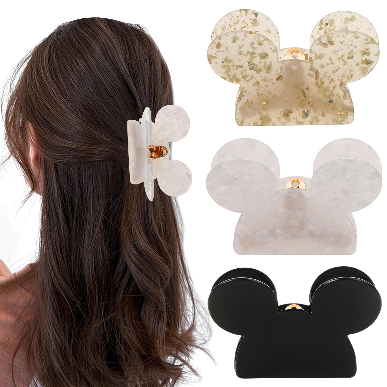 Amazon.com: BENOSPACE 3Pcs Mouse Head Hair Claw Clips Acrylic Lady