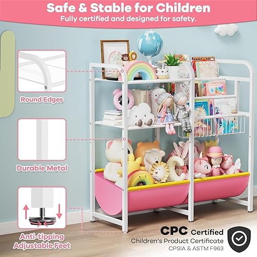 Miniatura 6 de Estantería de 3 niveles para niños y almacenamiento de juguetes, estantería para niños pequeños, estante de exhibición de libros para niños