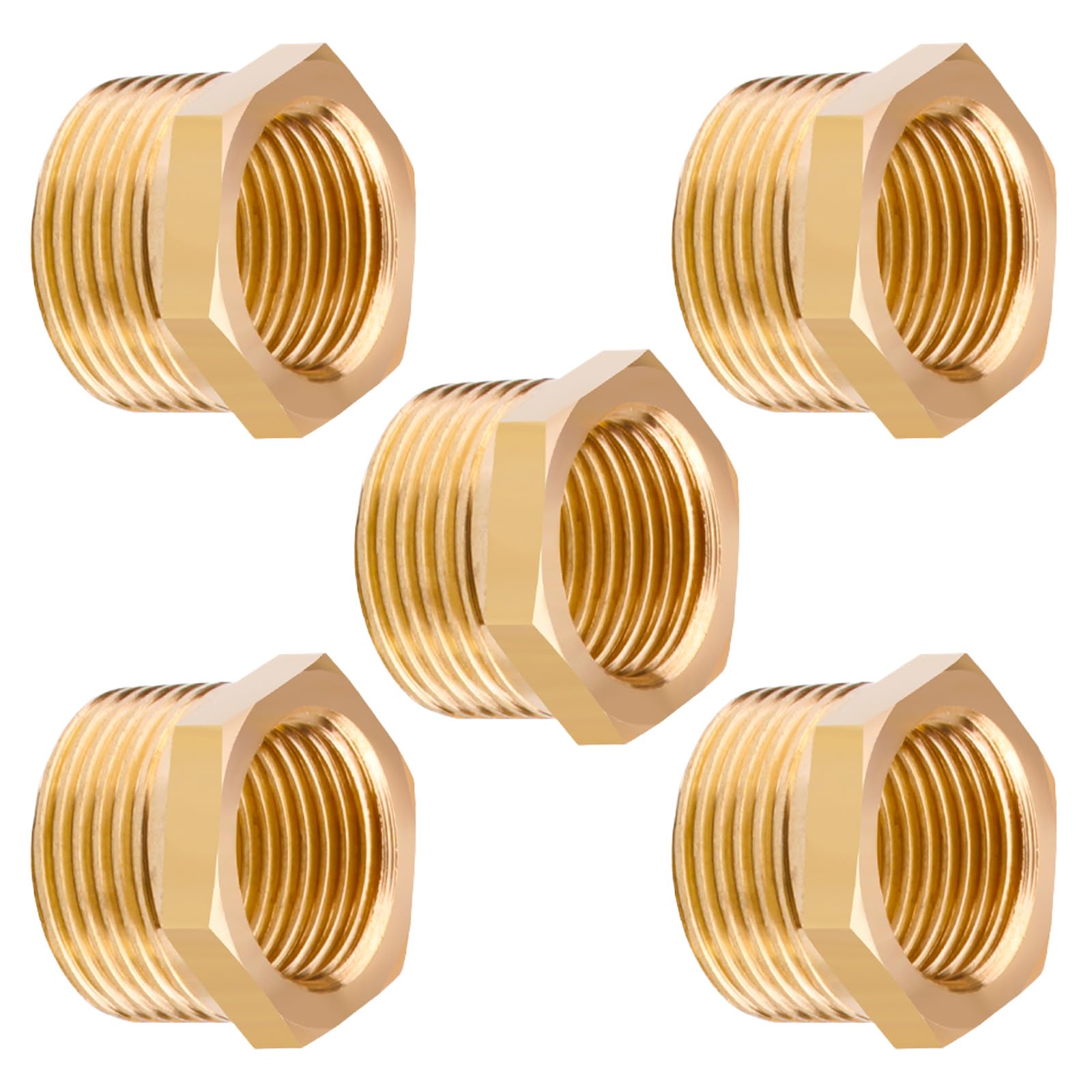1/8 NPT Male X 1/4 NPT Female Brass Pipe Fitting Hex Reducer Adaptor, 4pcs