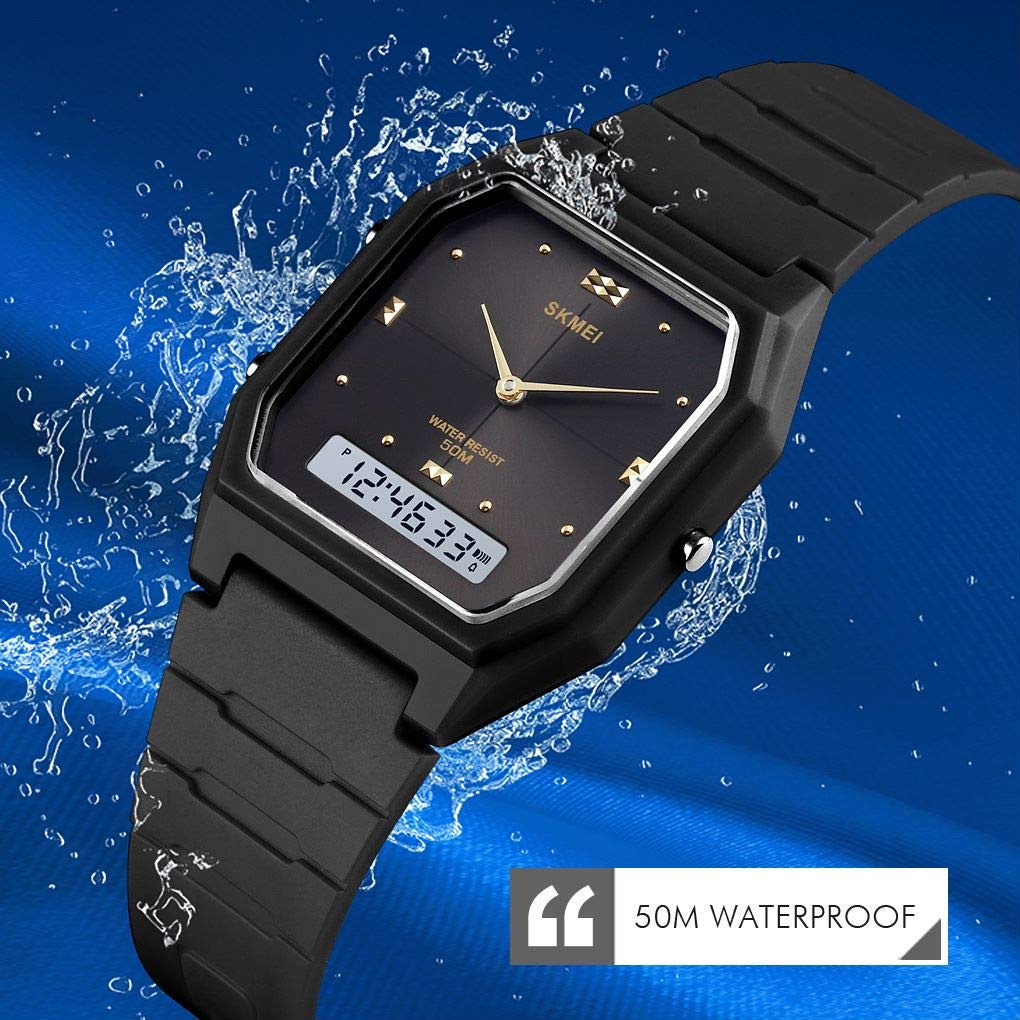 MASTOP Orologio sportivo digitale da uomo, quadrato, militare, impermeabile, con schermo a LED, cronometro, sveglia
