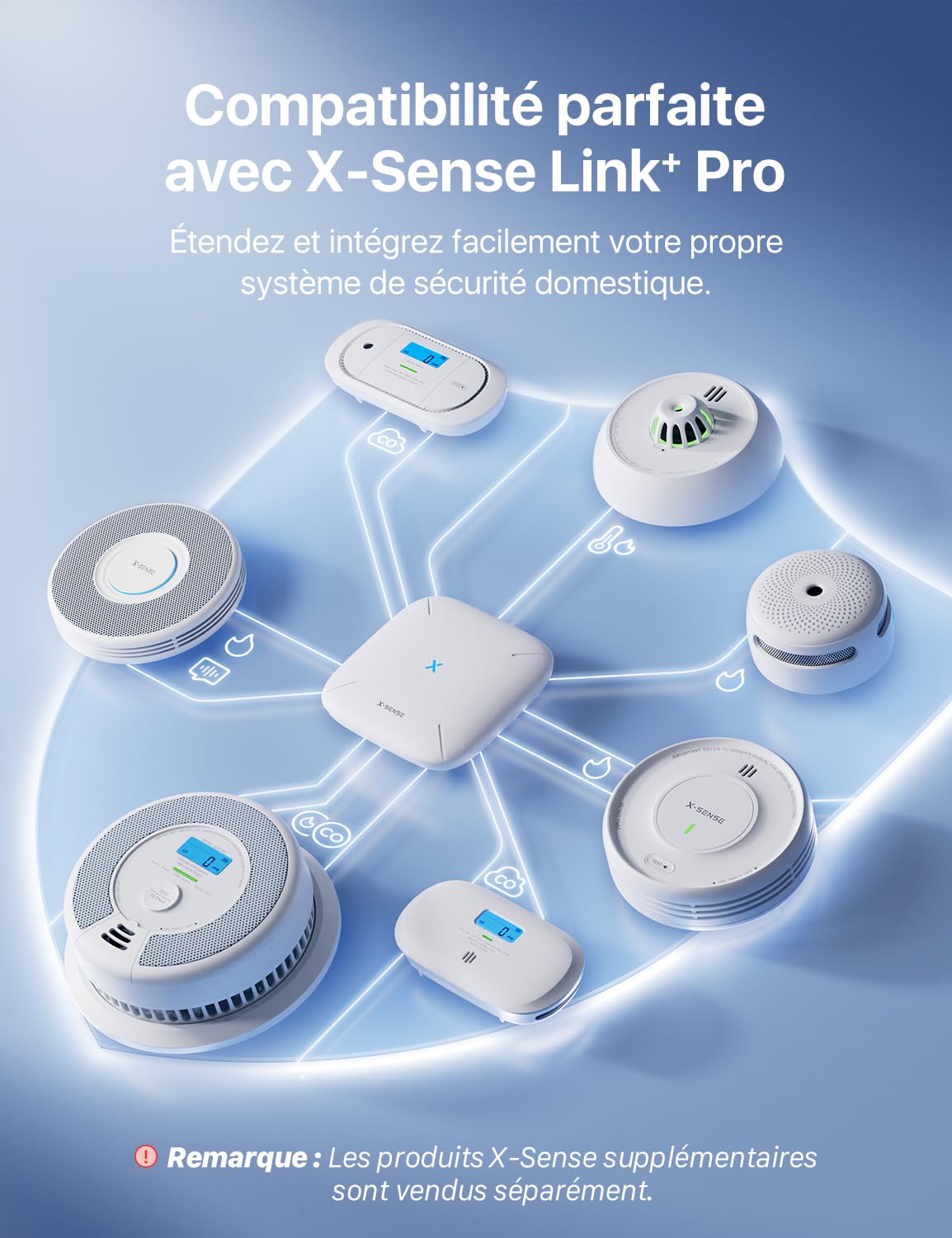 X-Sense Détecteur de Fumée Connecté, Compatible Home Assistant, Alarme Incendie avec Fixation Magnétique sans Perçage, Mode Nuit Silencieux, Batterie Remplaçable, Fonction App Alertes, SD11-MR31