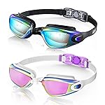 Aegend Swim Goggles, 2 Pack Swimming Goggles No Leaking Adult Men Women Youth, Aqua & Purple White