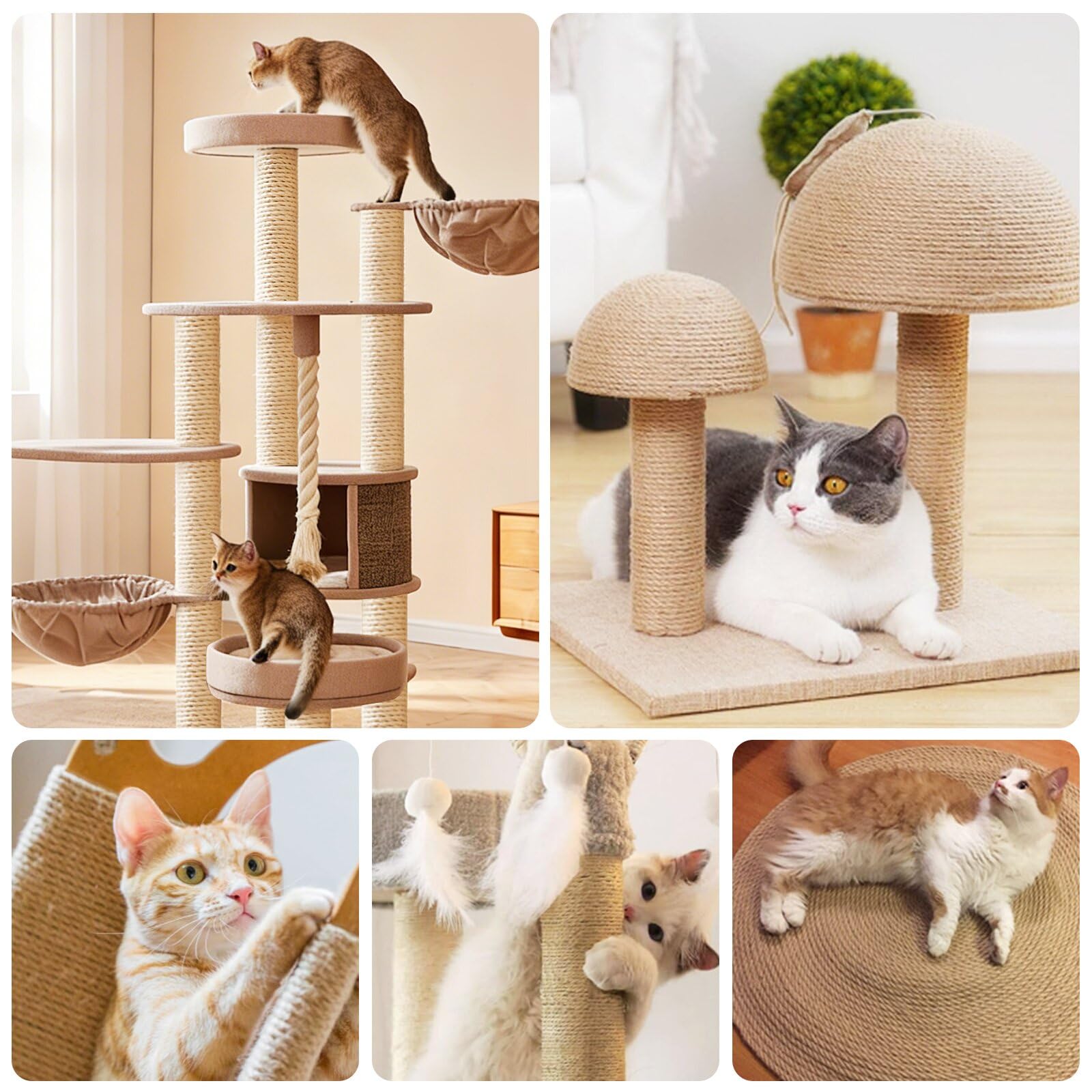 Corda in sisal per tiragraffi, 6 mm x 10 m, per tiragraffi di gatti, fai da te, decorazione per la casa (10 m)