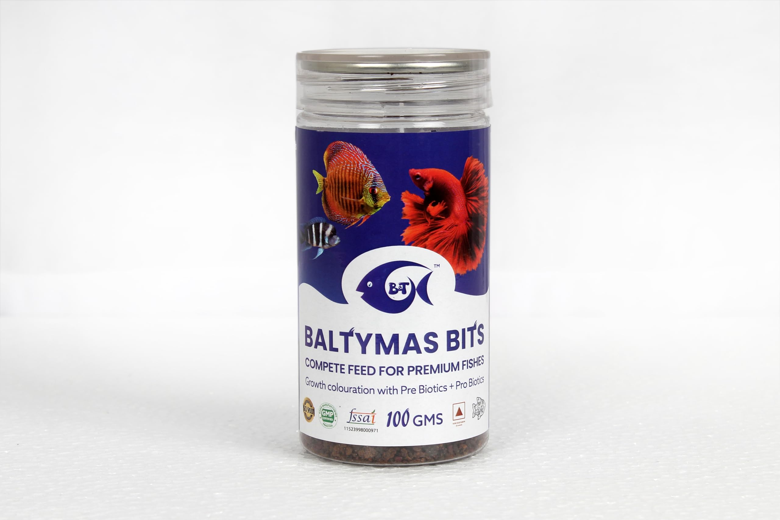 BUBBLES N TROUBLES Baltymas Bits Food for All Carnivorous and omnivorous Fishes (100 GMS) New & Improved, All Life Stages, Pellet
