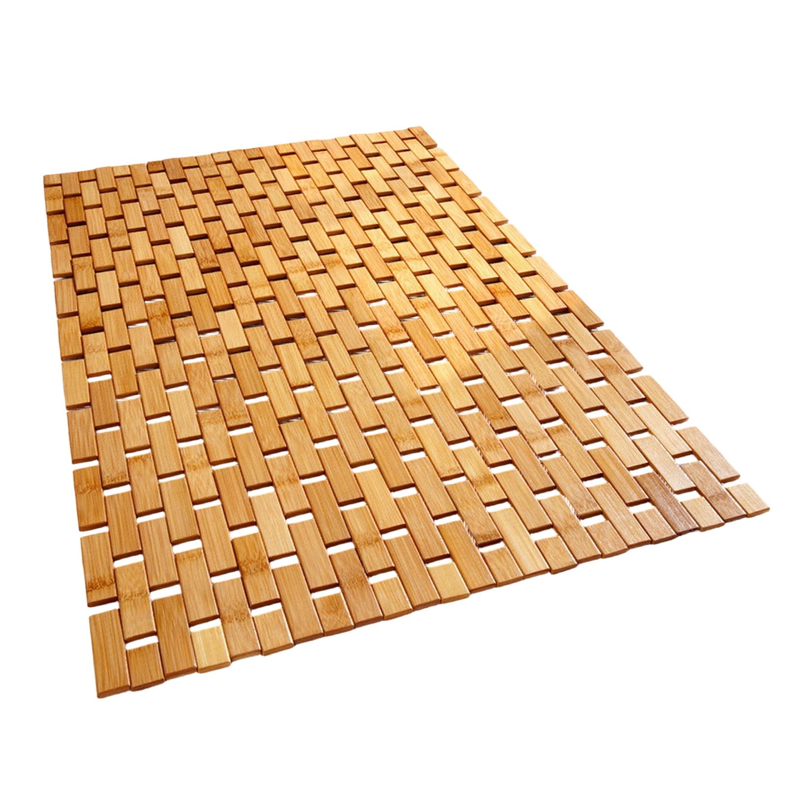 Pedana Doccia bambù, Tappetino per doccia in legno, Tappetino Antiscivolo da Doccia, Vasca e Sauna, Interno, Esterno, Cachi scuro, 50x70cm