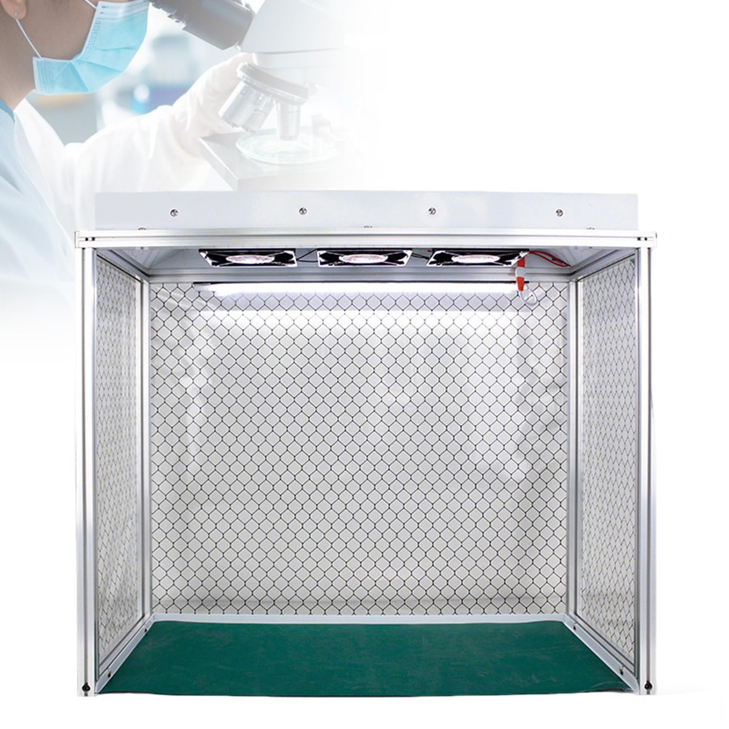 Vertikale Laminar-Flow-Haube aus Aluminium, staubfreier Arbeitsplatz, Arbeitsfläche 62 x 31 cm, für Handy-Reparaturwerkstätten und Labore, leiser Betrieb