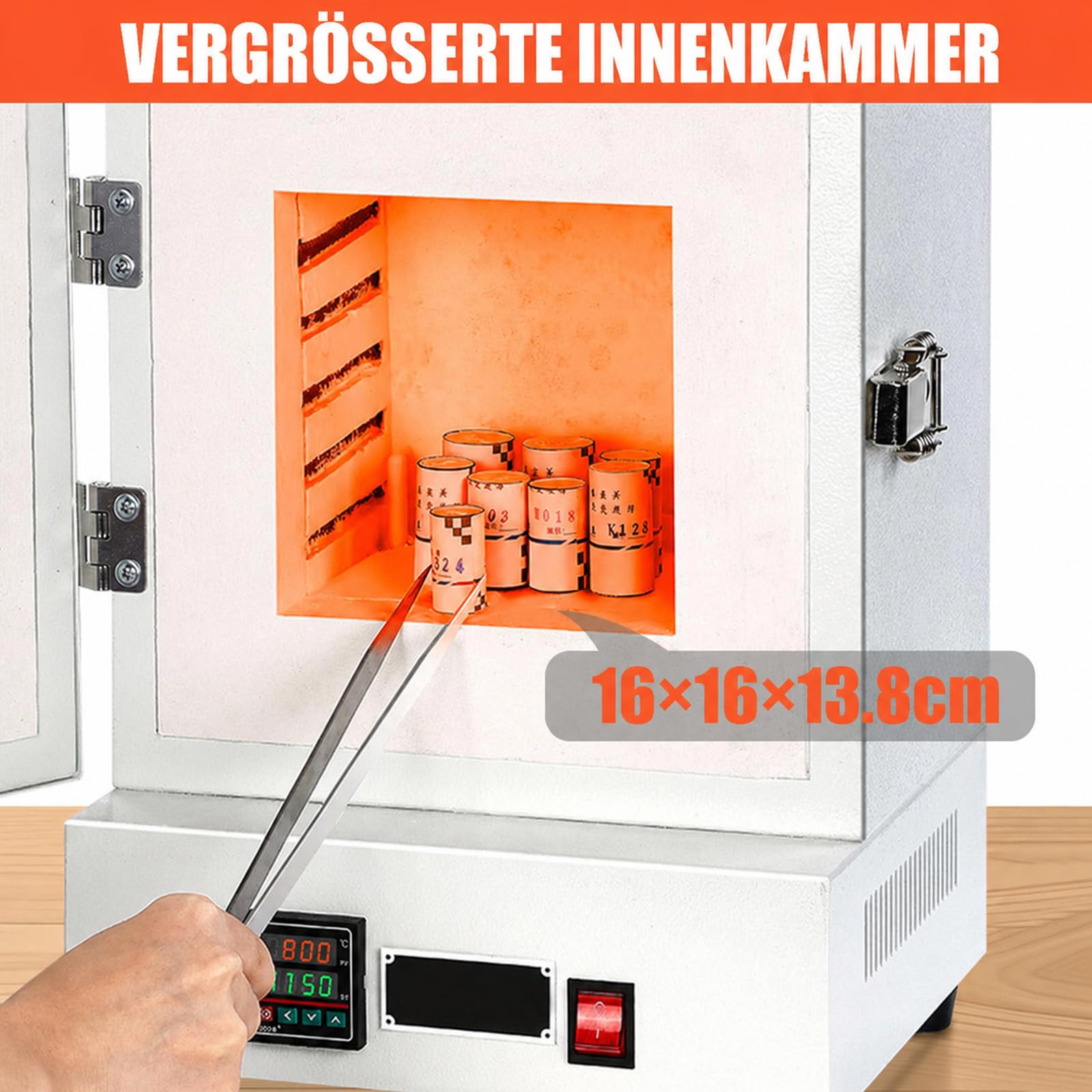 PRO Tischbrennofen für Töpferei & Schmuckherstellung - 1150°C Elektrischer Keramikofen mit Digitalanzeige & 4-seitiger Heizung - Für Heimstudio, Kleinserien-Guss, Entwachsen & Pulverbeschichtung