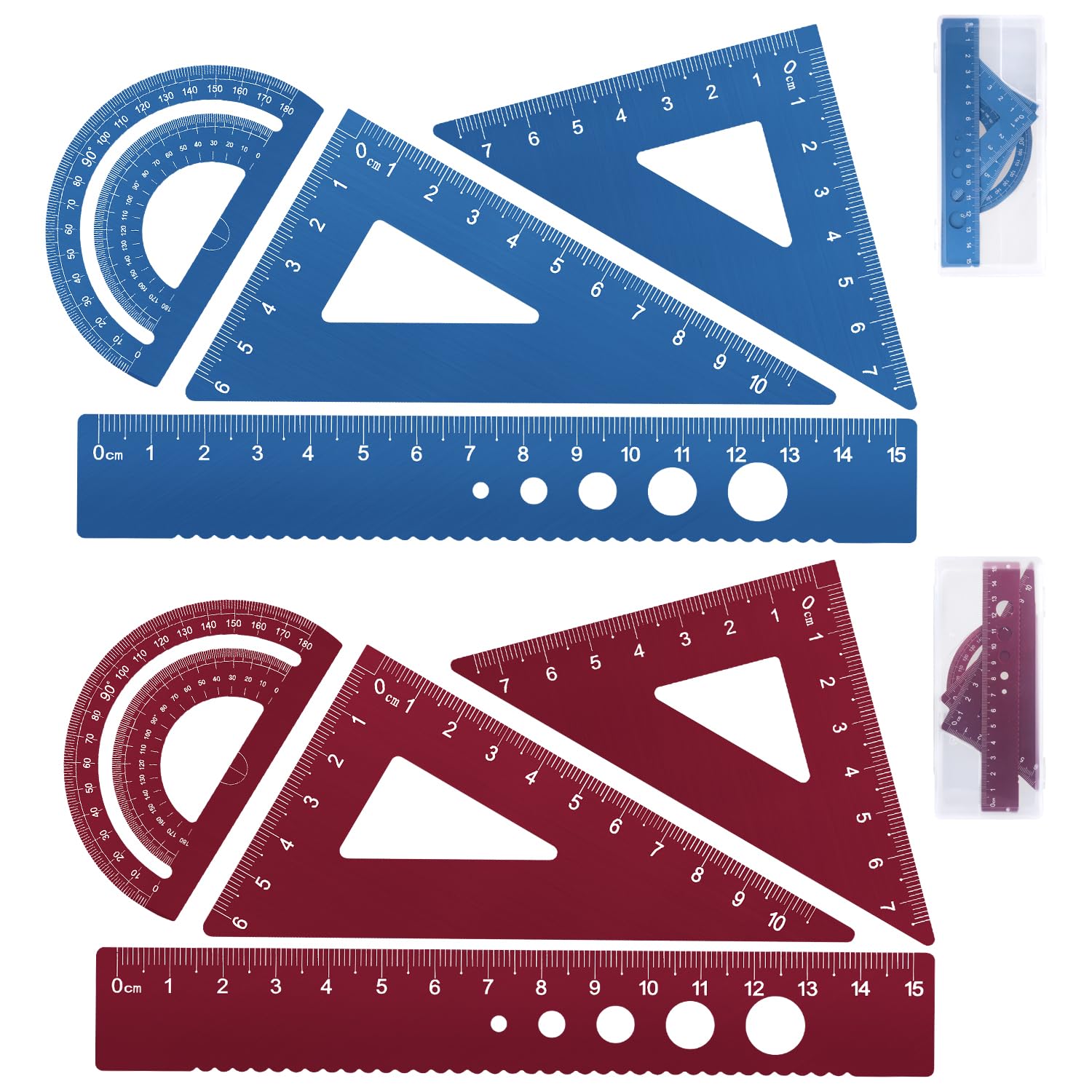 Honagu Aluminum Alloy Triangular Ruler Set, 8 Pieces/2 Sets, Modern Design, 12 Inches