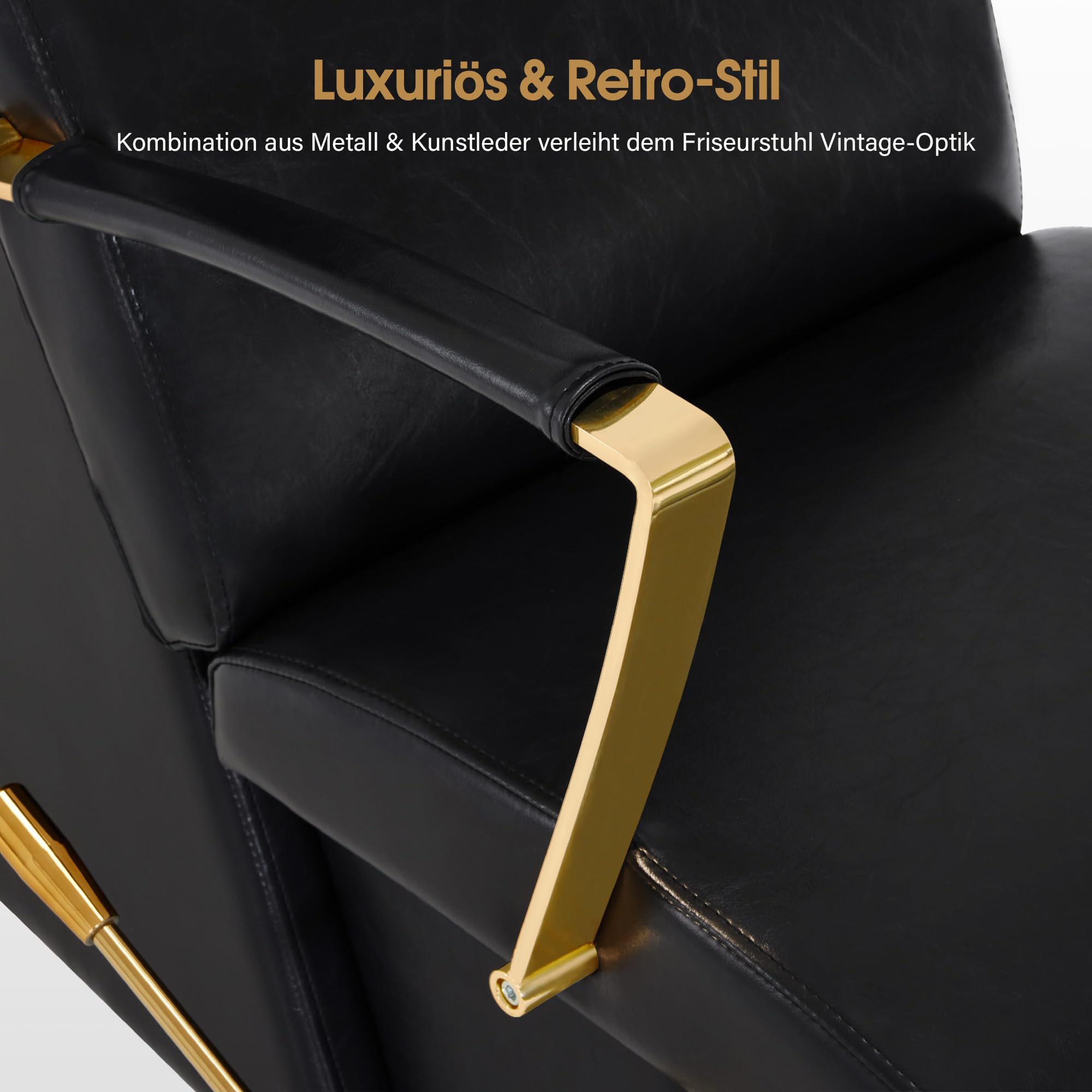 Barberpub Silla de peluquería con lavabo, lavadero de peluquería, lavabo de cerámica ajustable, sillón de peluquería para spa salón, reposapiés plegable, 8670GBK