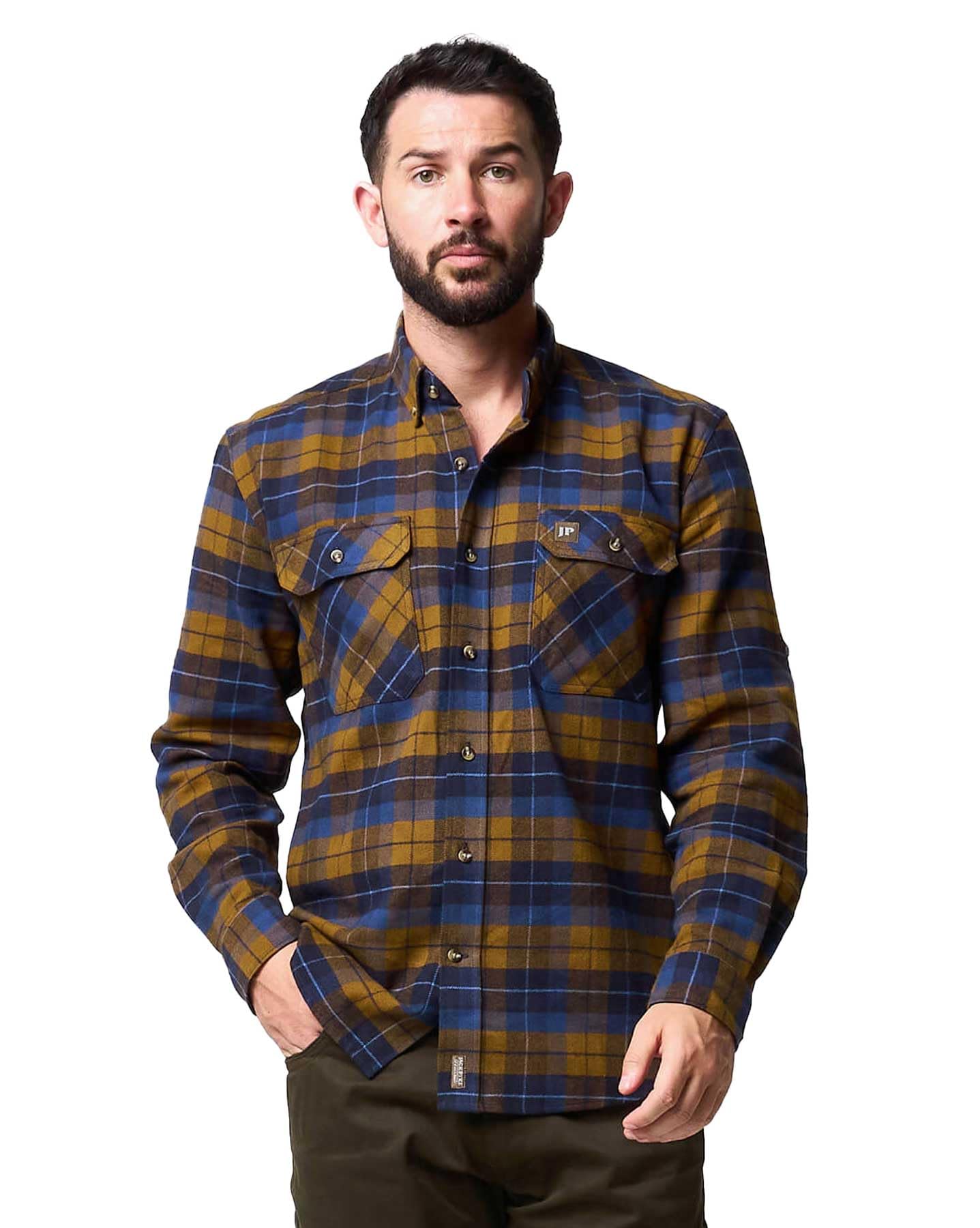 Jack Pyke Men's Navy Russet Bleasdale Heavy Flannel Shirt XXX-Large