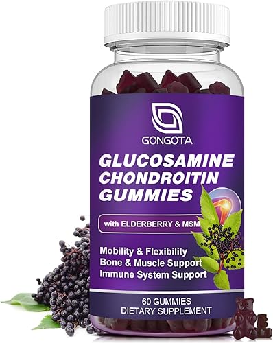 Gomitas de condroitina de glucosamina, extra fuerte 1500 mg de glucosamina con MSM y saúco, suplemento de apoyo para las articulaciones, el mejor