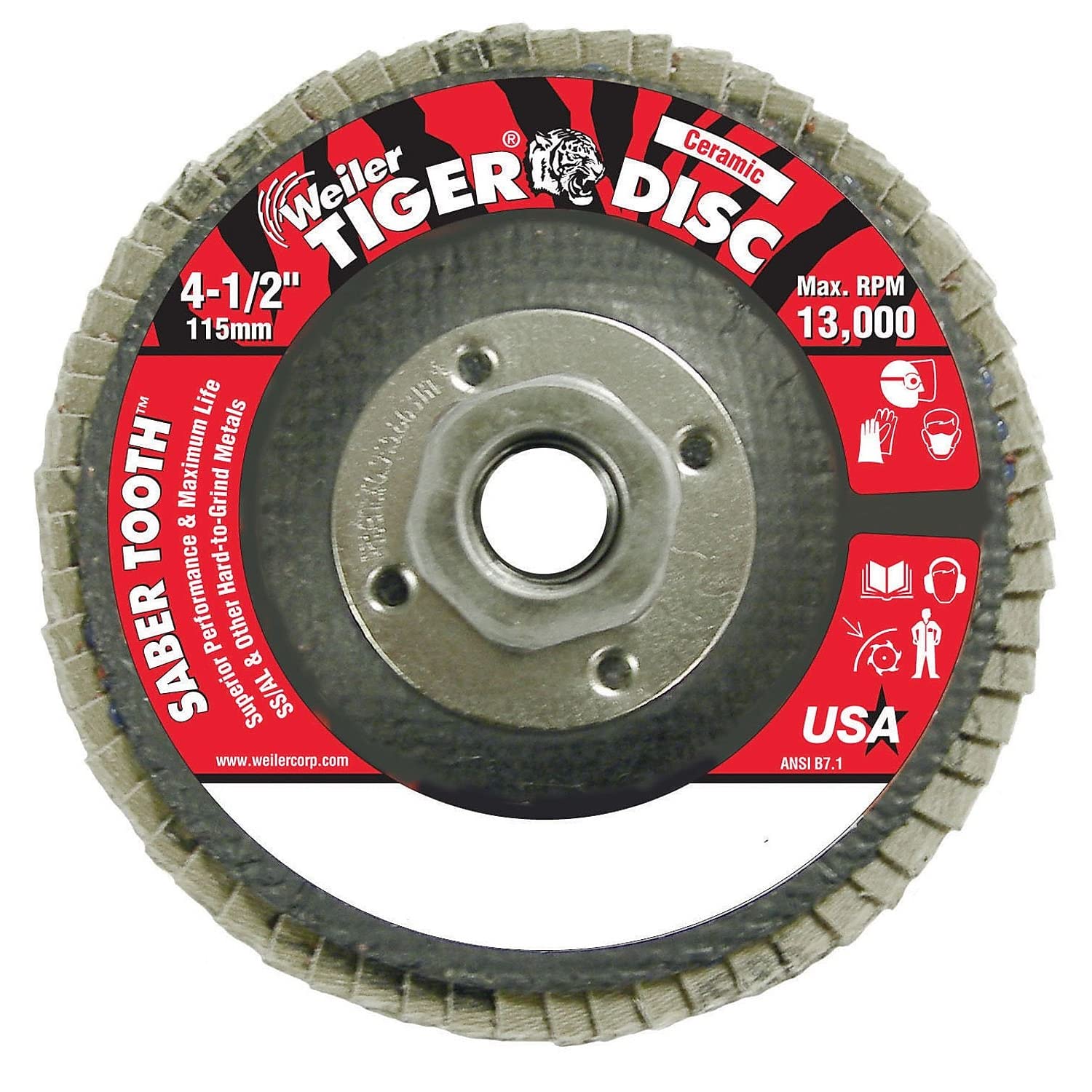 Weiler 804-50105 Saber Tooth Type 29 Angled Flap Disc, Ceramic Grain, 40 Grit, 5/8