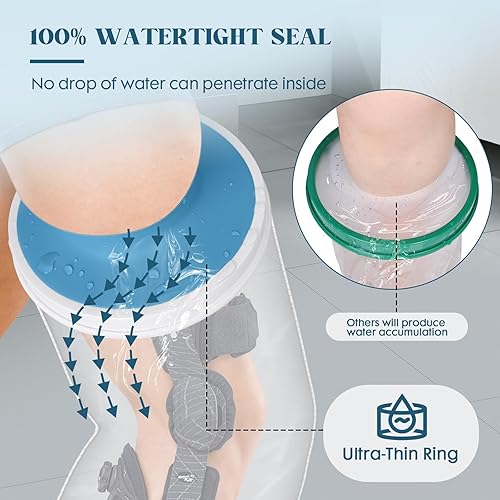 Miniatura 5 de Funda impermeable extra ancha para ducha con parte inferior antideslizante mejorada, protector de molde para ducha después de cirugías de rodilla,