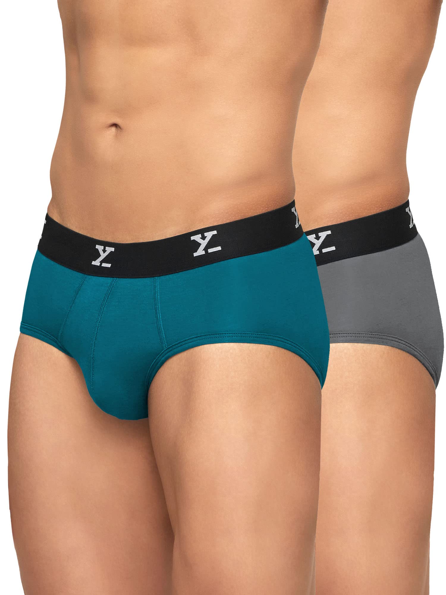XYXXMen's Ace Micromodal Regular Fit Solid Antimicrobial Briefs with No Marks Waistband (Pack of 2)