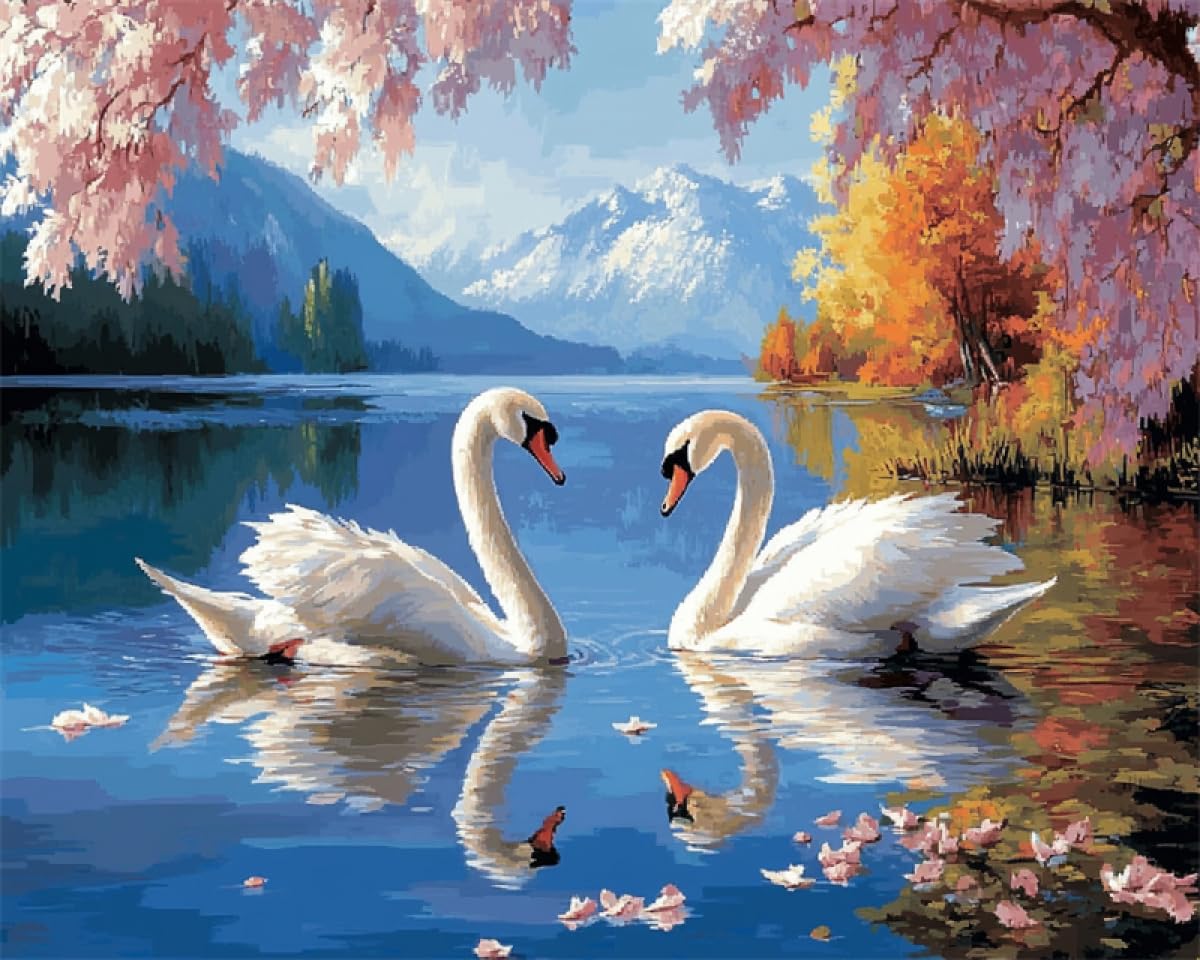 DIY Knüpfteppich Zum Selber Knüpfen Weißer Schwan Tier Im See DIY Tapisserie Teppich Zum Selber Knüpfen Knüpf-Sets Kreuzstich Set Für Erwachsene Handwerk Geschenke 21x29in